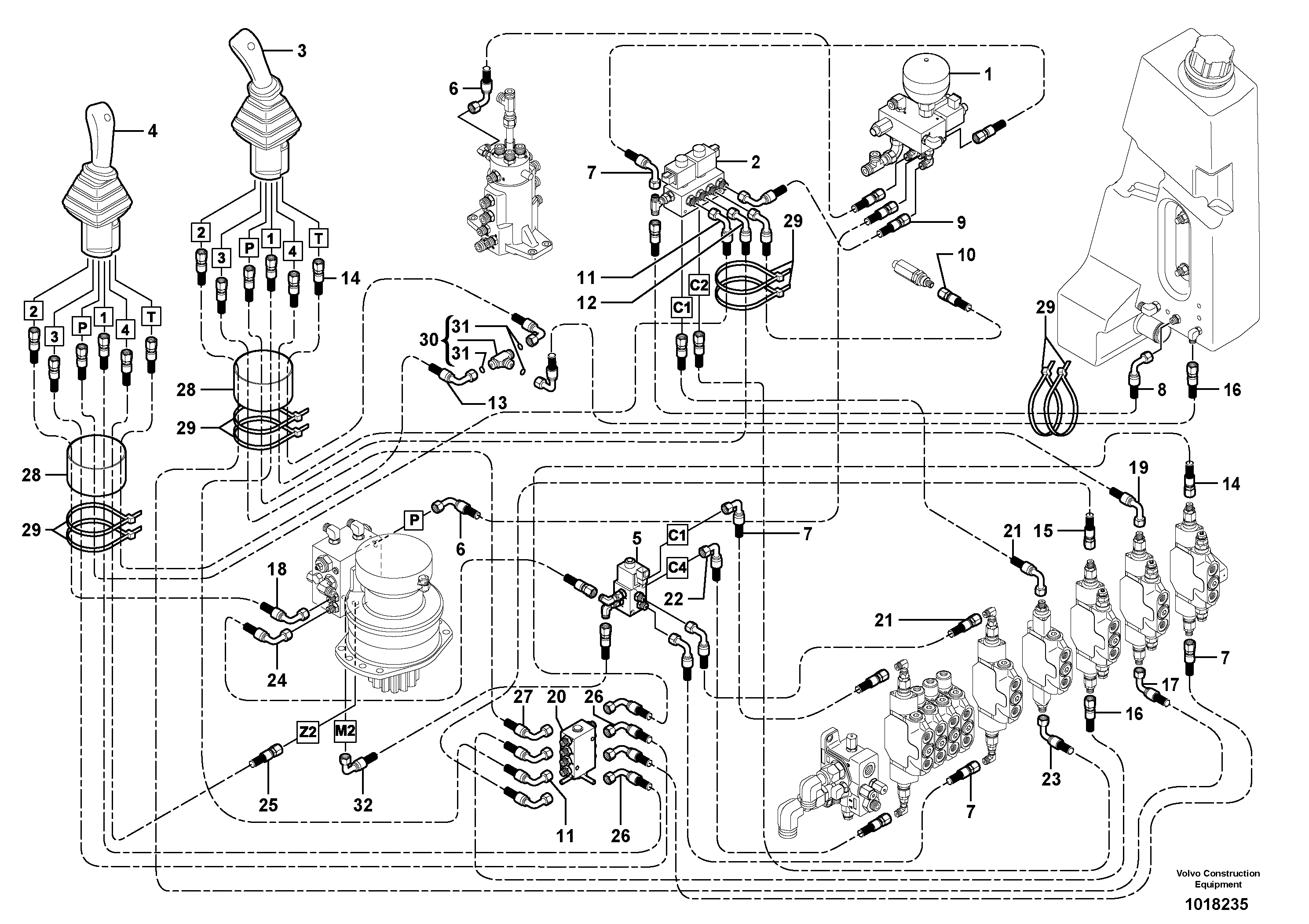 Hydraulic circuit ( low pressure )  USA — volvo parts diagram