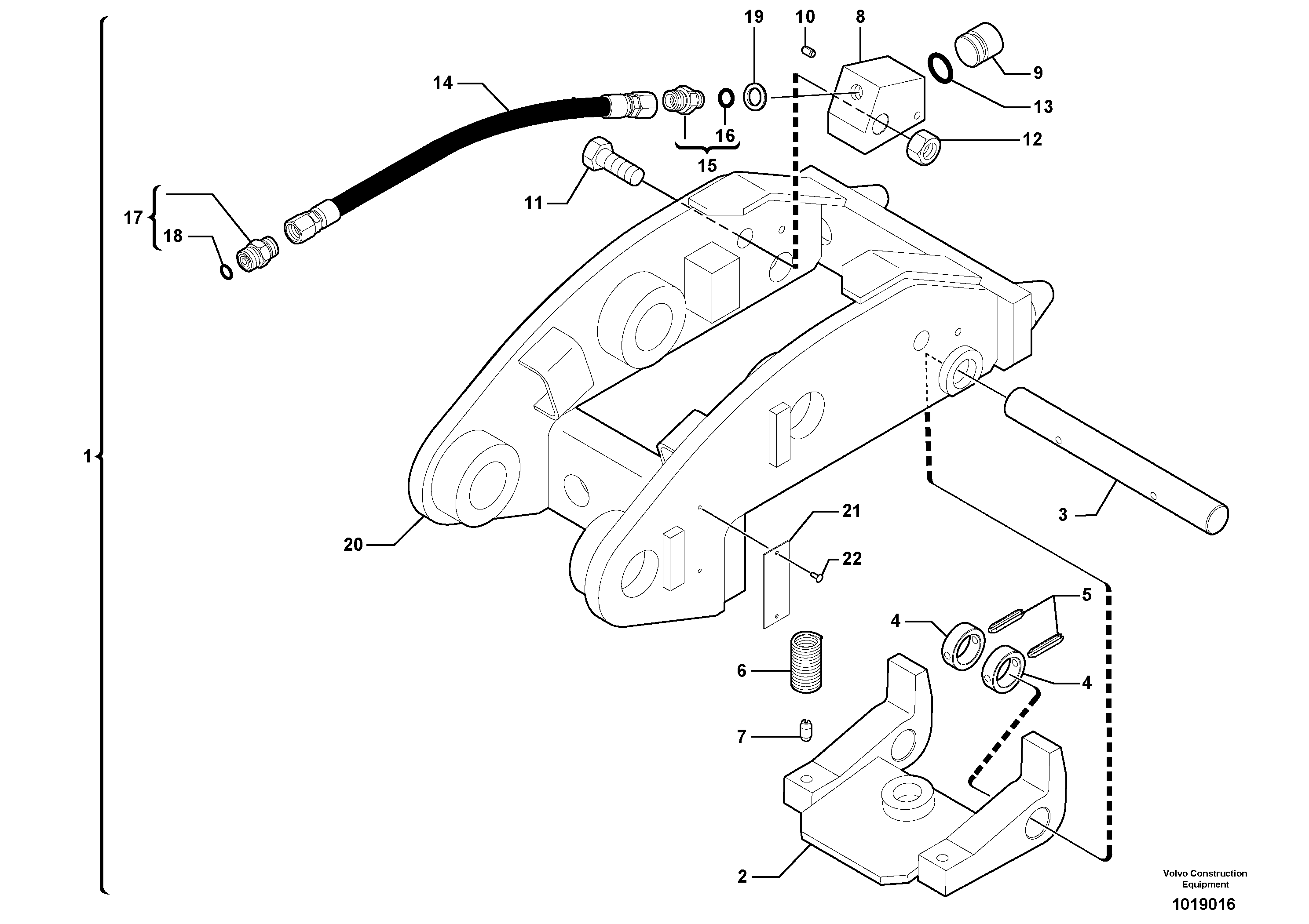 Tool holder / hydraulic control — volvo parts diagram