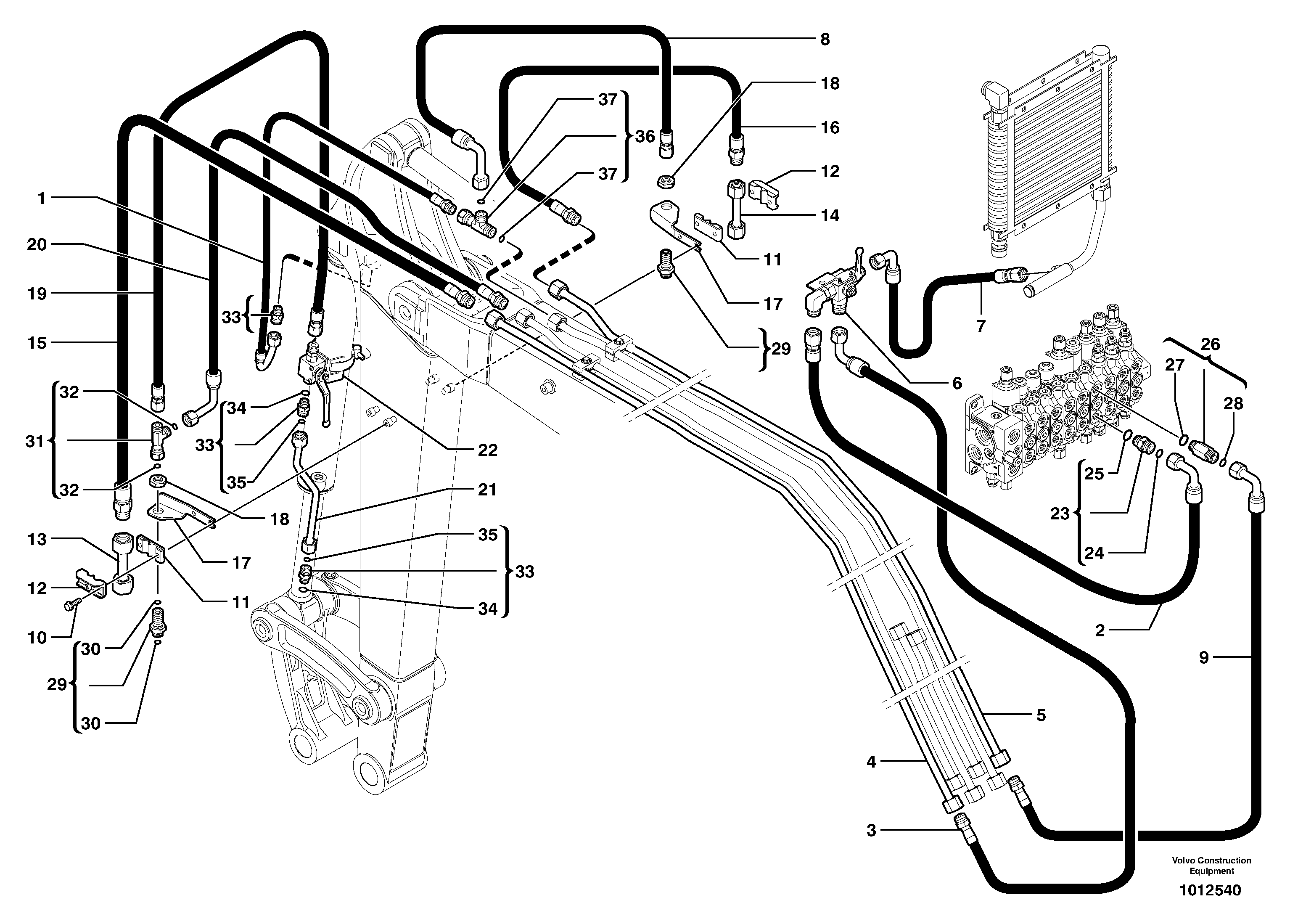 Hydr. circuit. ( attachment ) ( grab jaw ) — volvo parts diagram