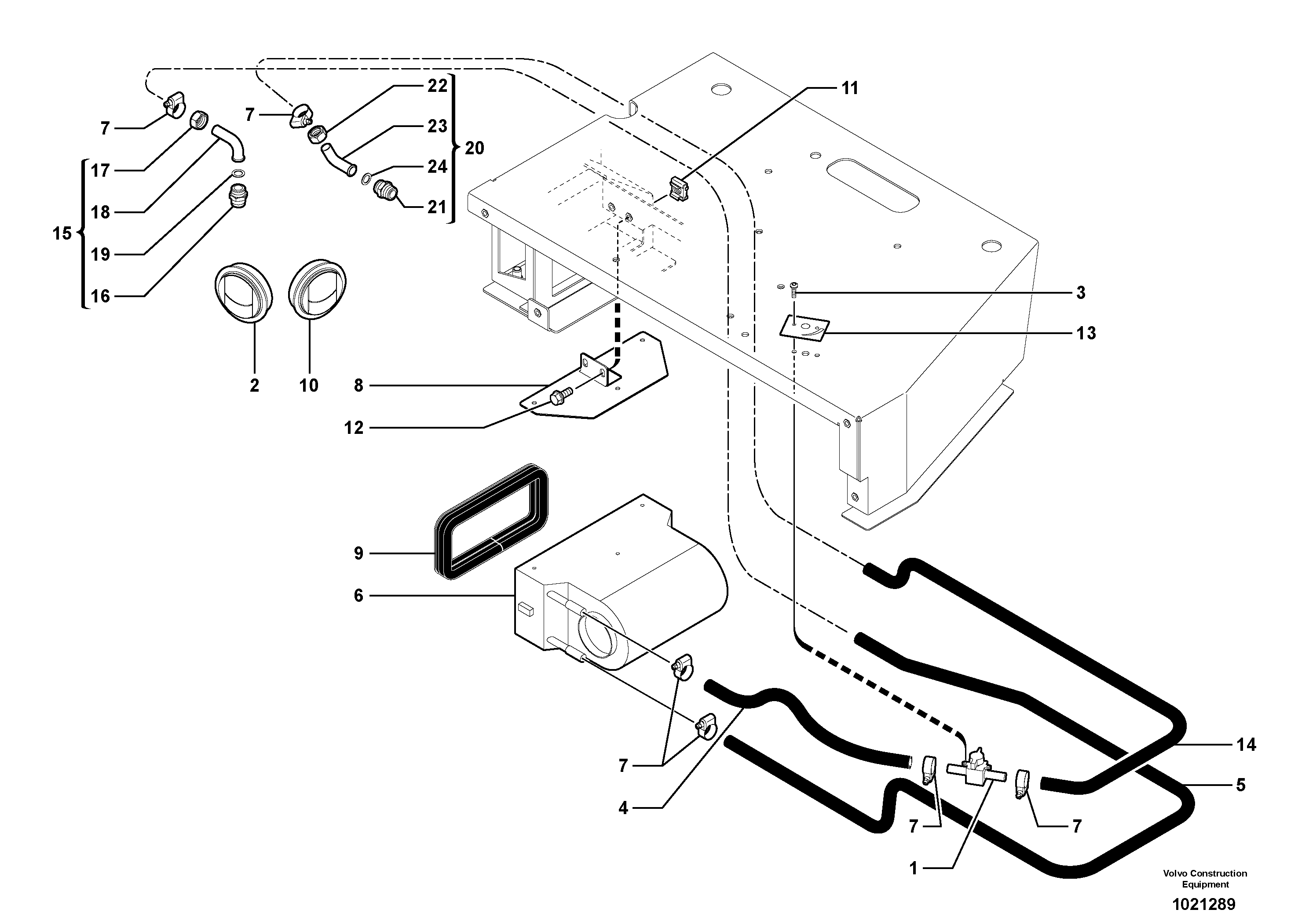 Cab heating installation — volvo parts diagram