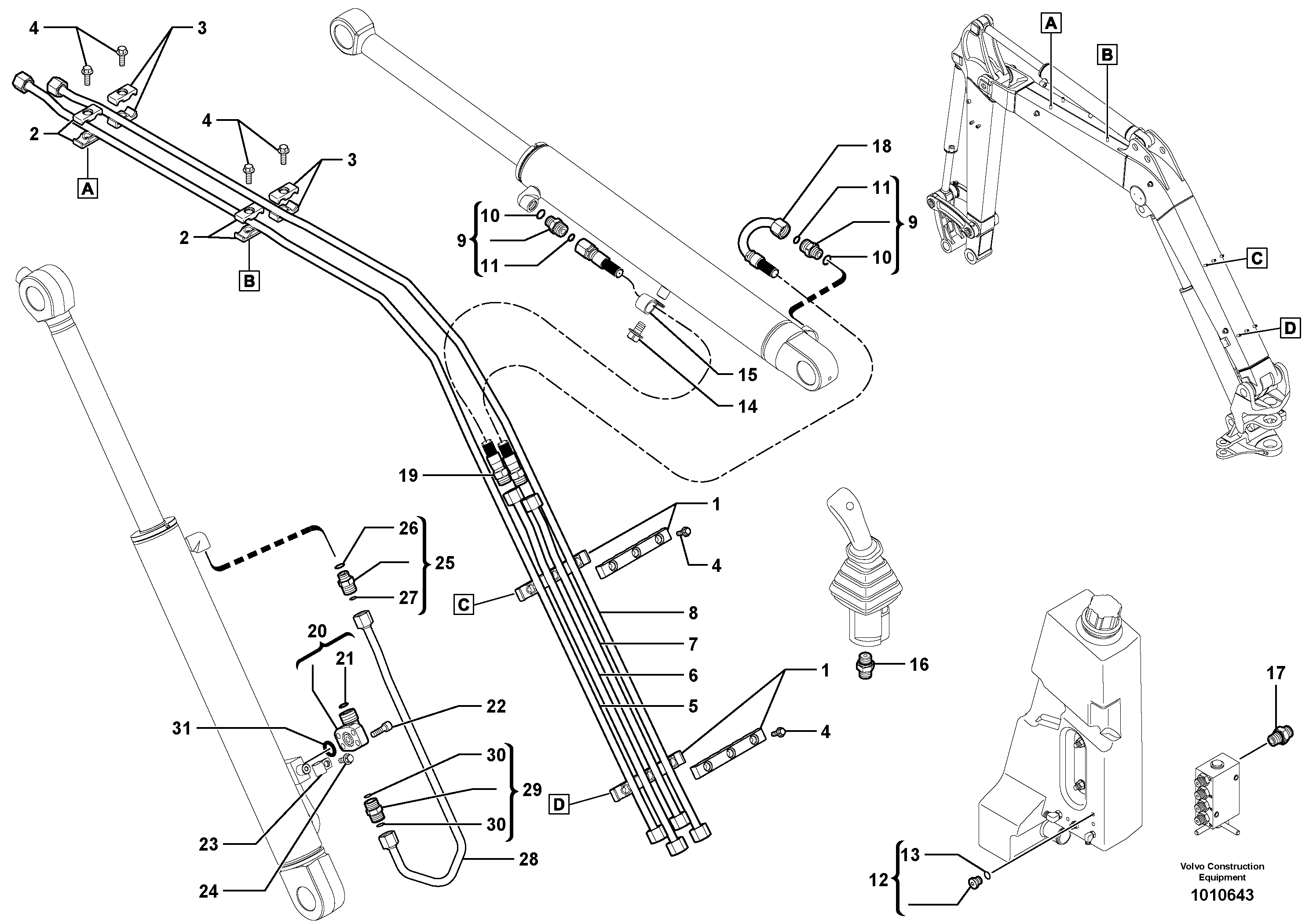 Hydraulic circuit ( boom )  STD , USA — volvo parts diagram