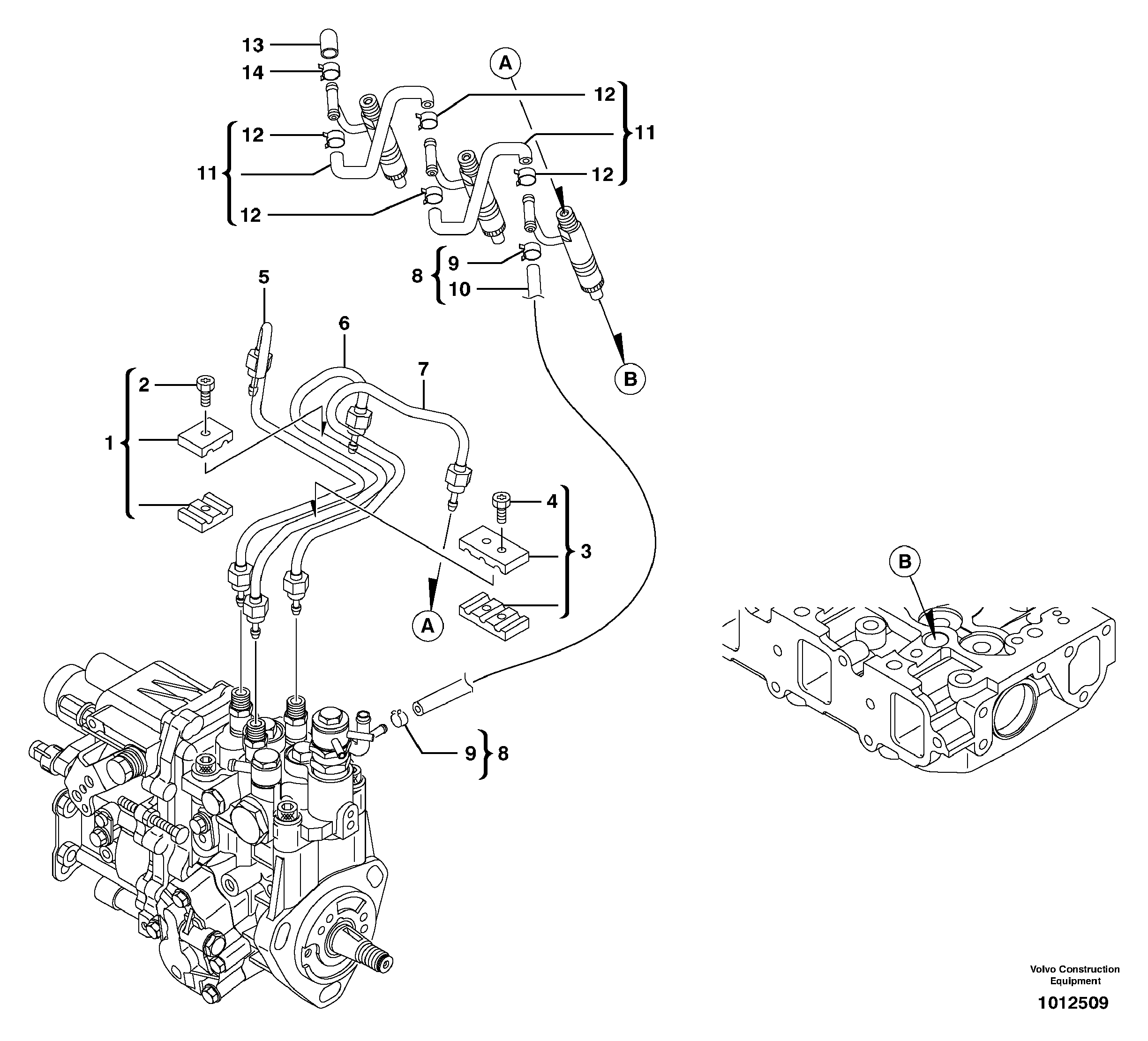 Fuel pipes-injector — volvo parts diagram