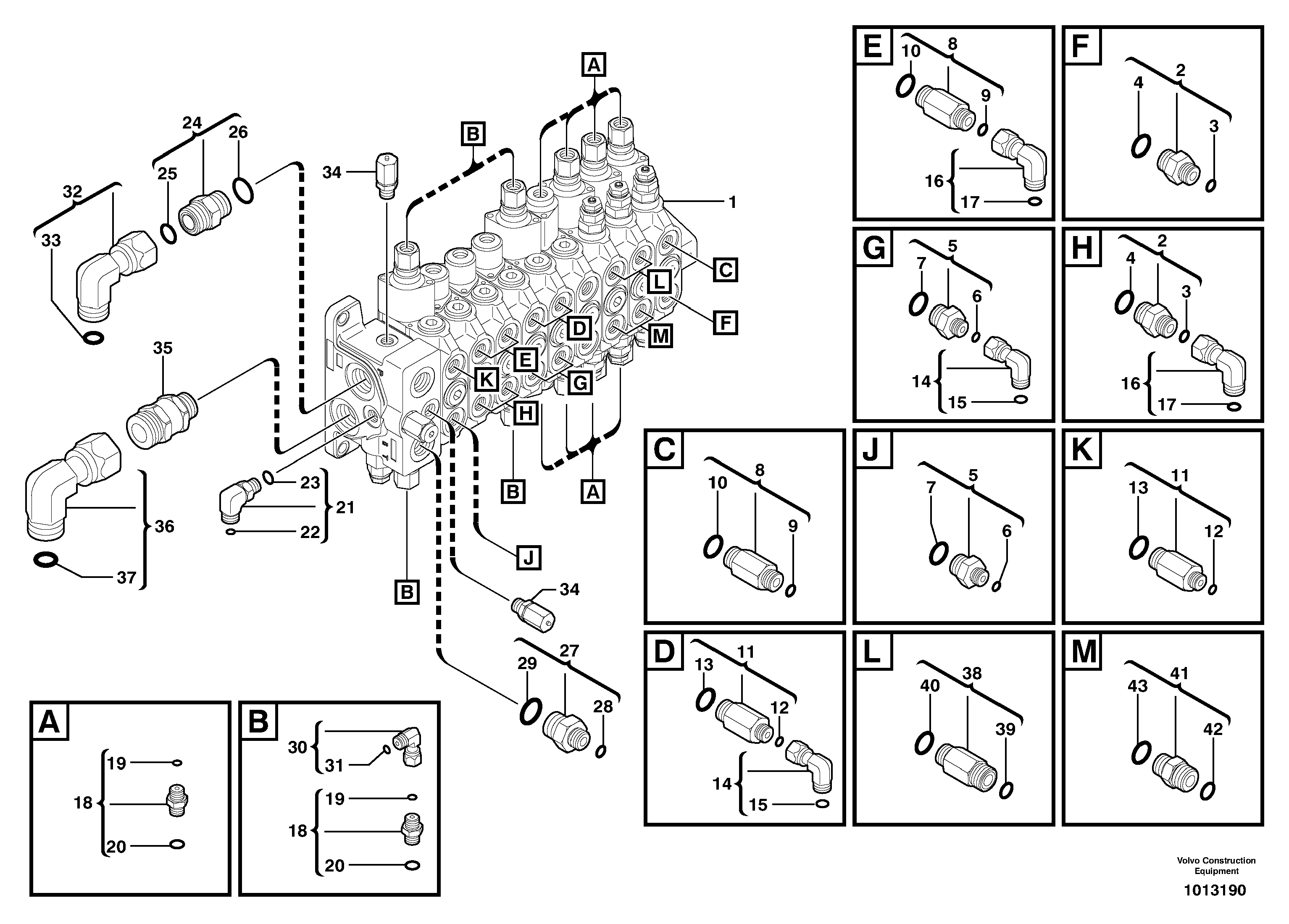 Main valve assembly with fitting parts — volvo parts diagram