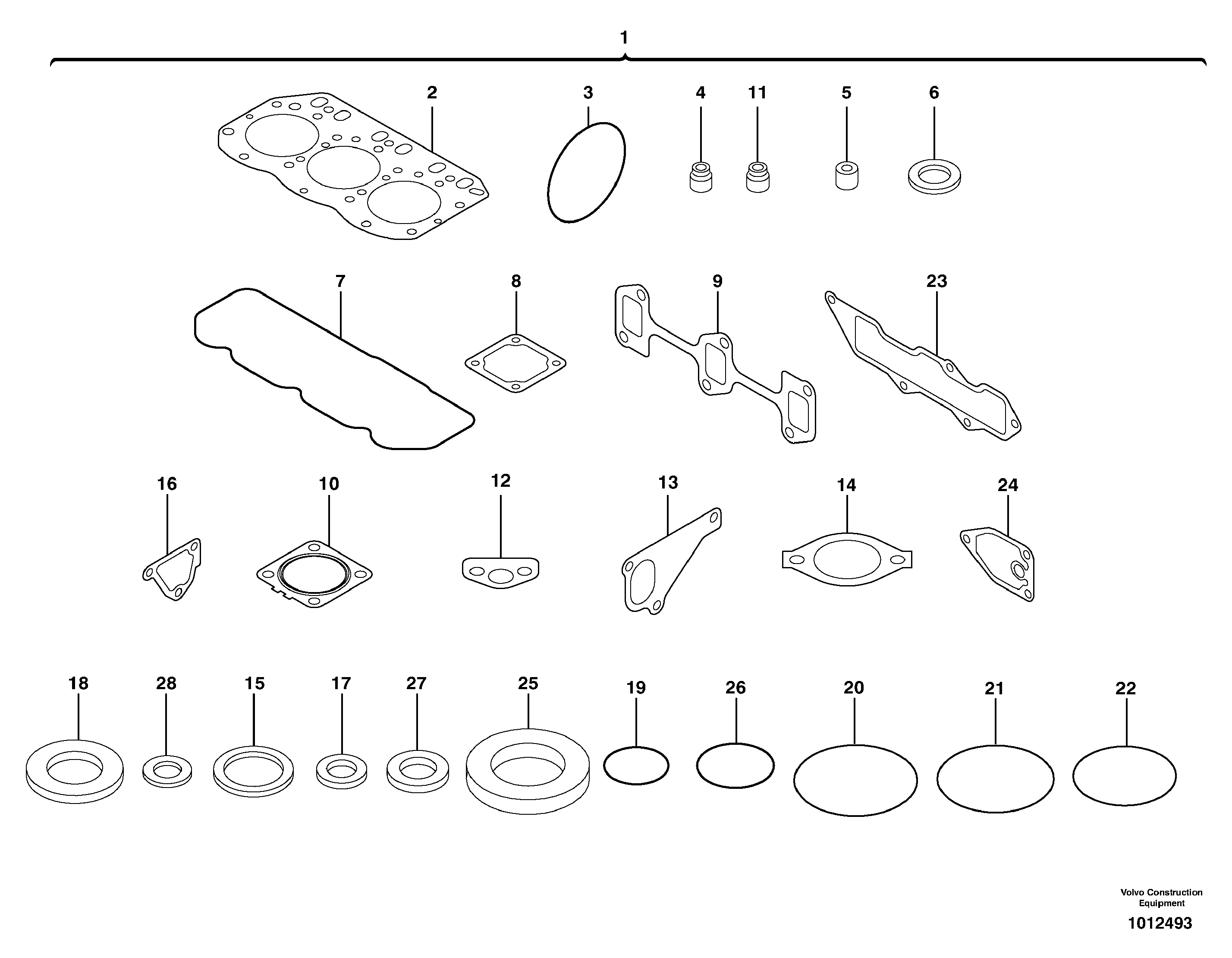 Engine gasket kit — volvo parts diagram