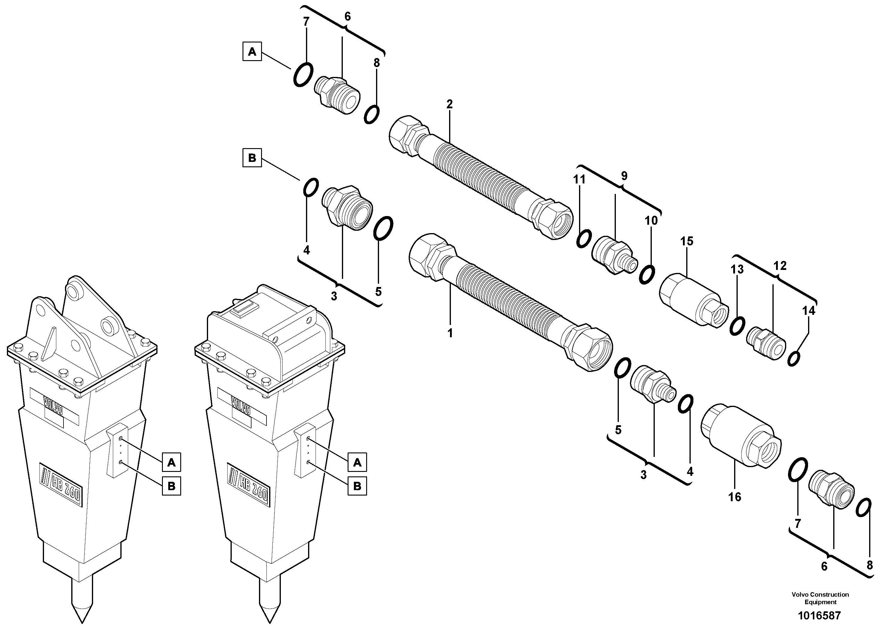 Hydraulic system, hammer — volvo parts diagram