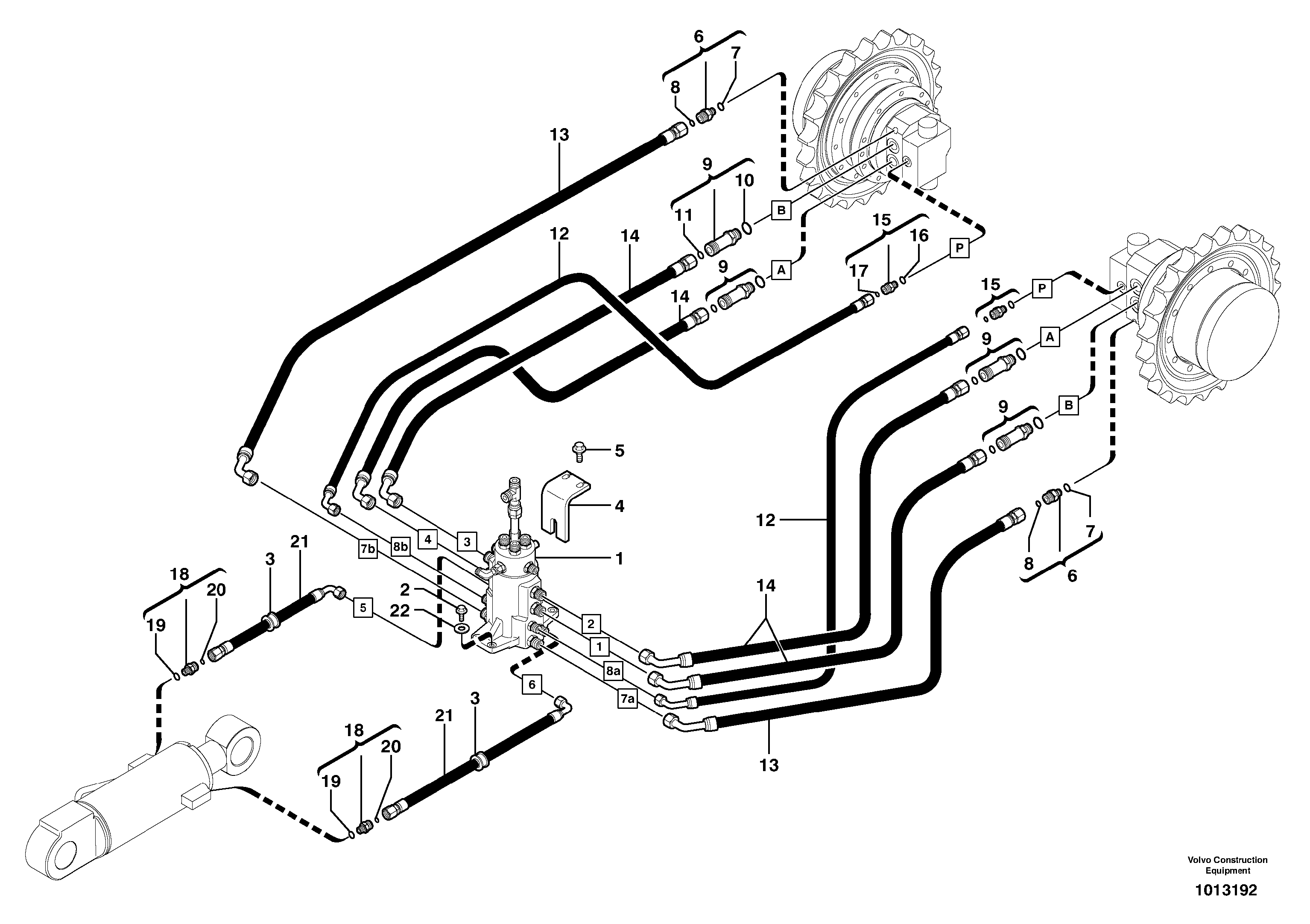 Hydraulic circuit ( lower frame ) — volvo parts diagram