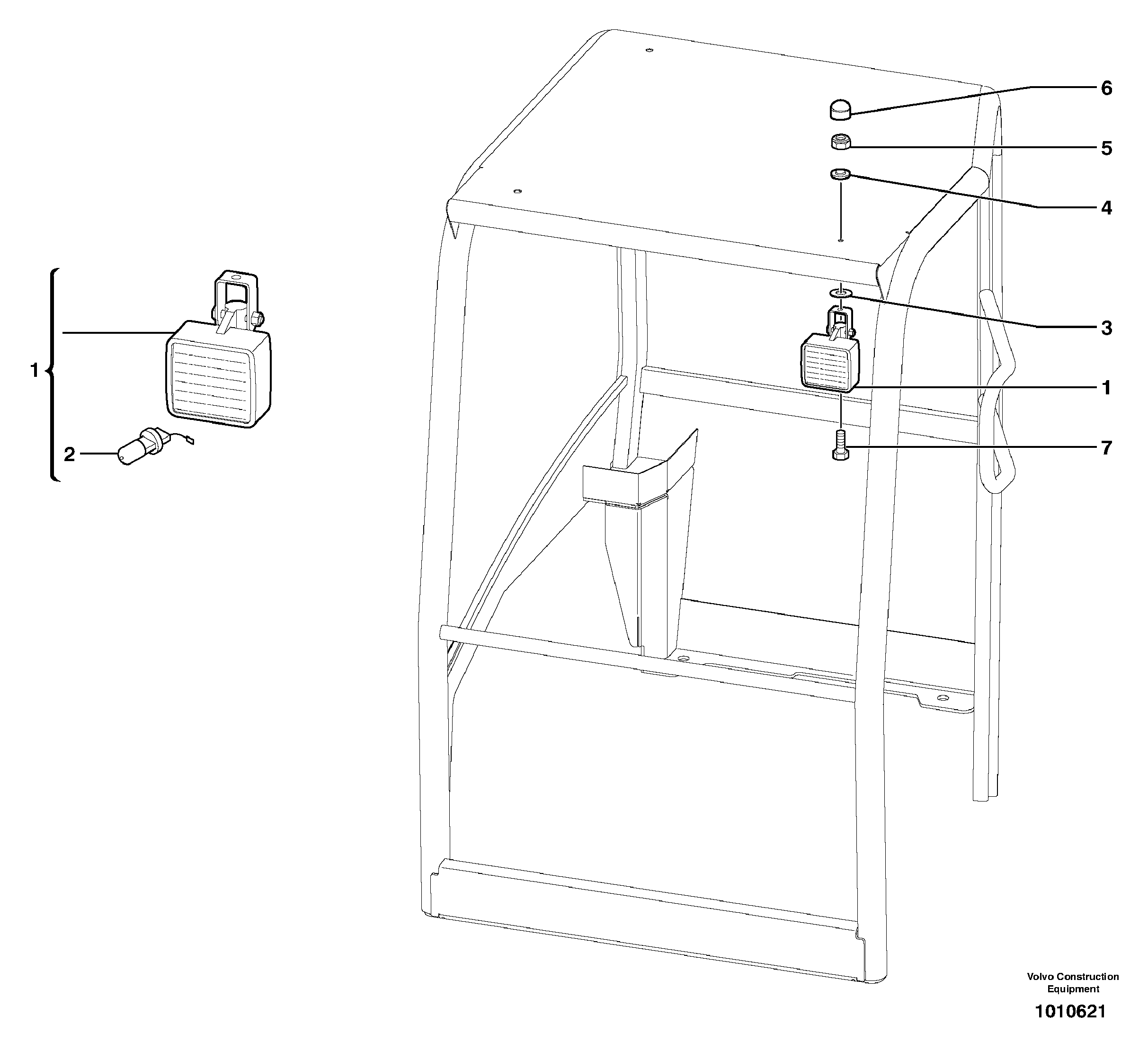 Front headlight on canopy — volvo parts diagram
