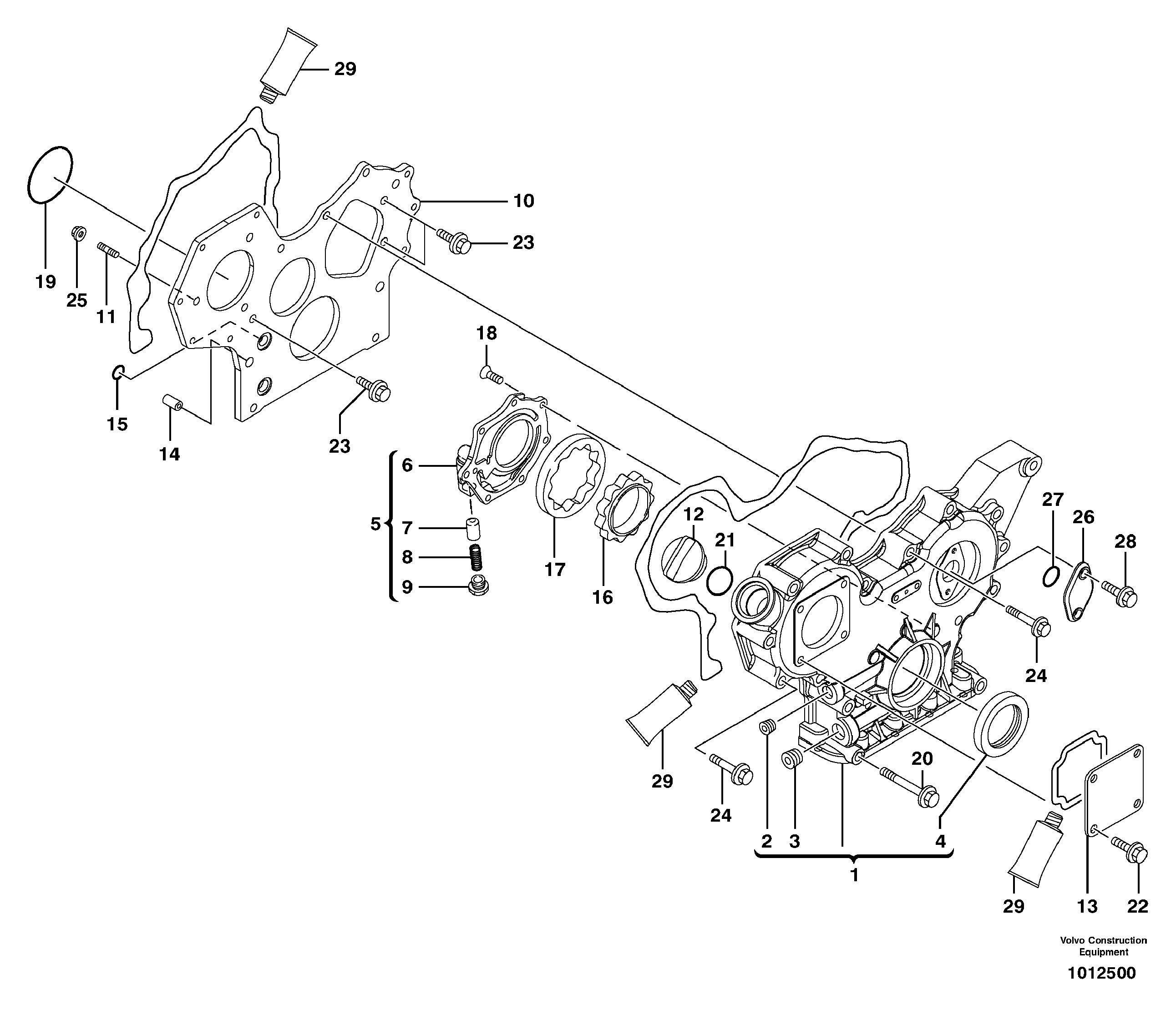 Timing gear casing — volvo parts diagram