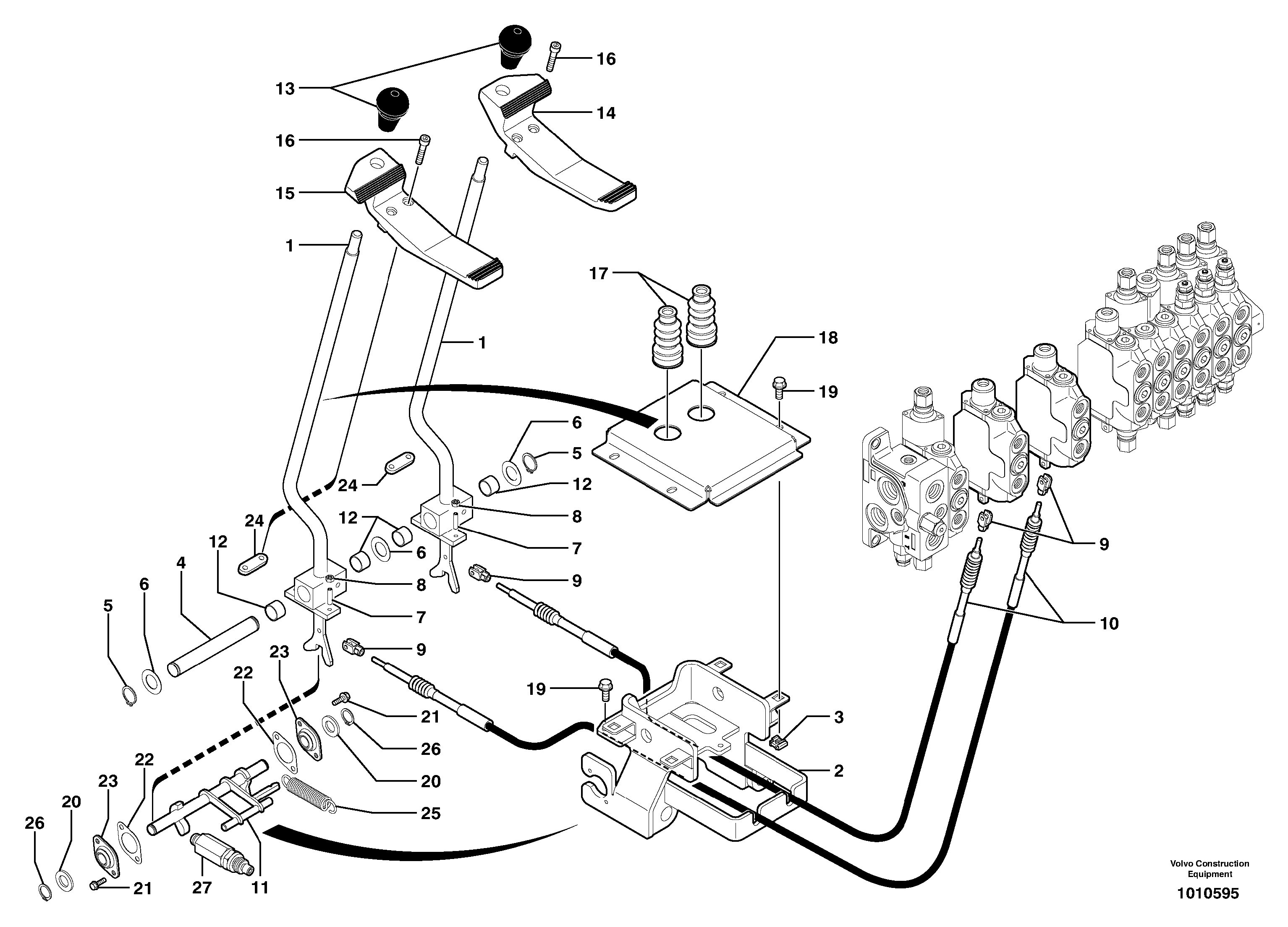 Control levers : travelling — volvo parts diagram