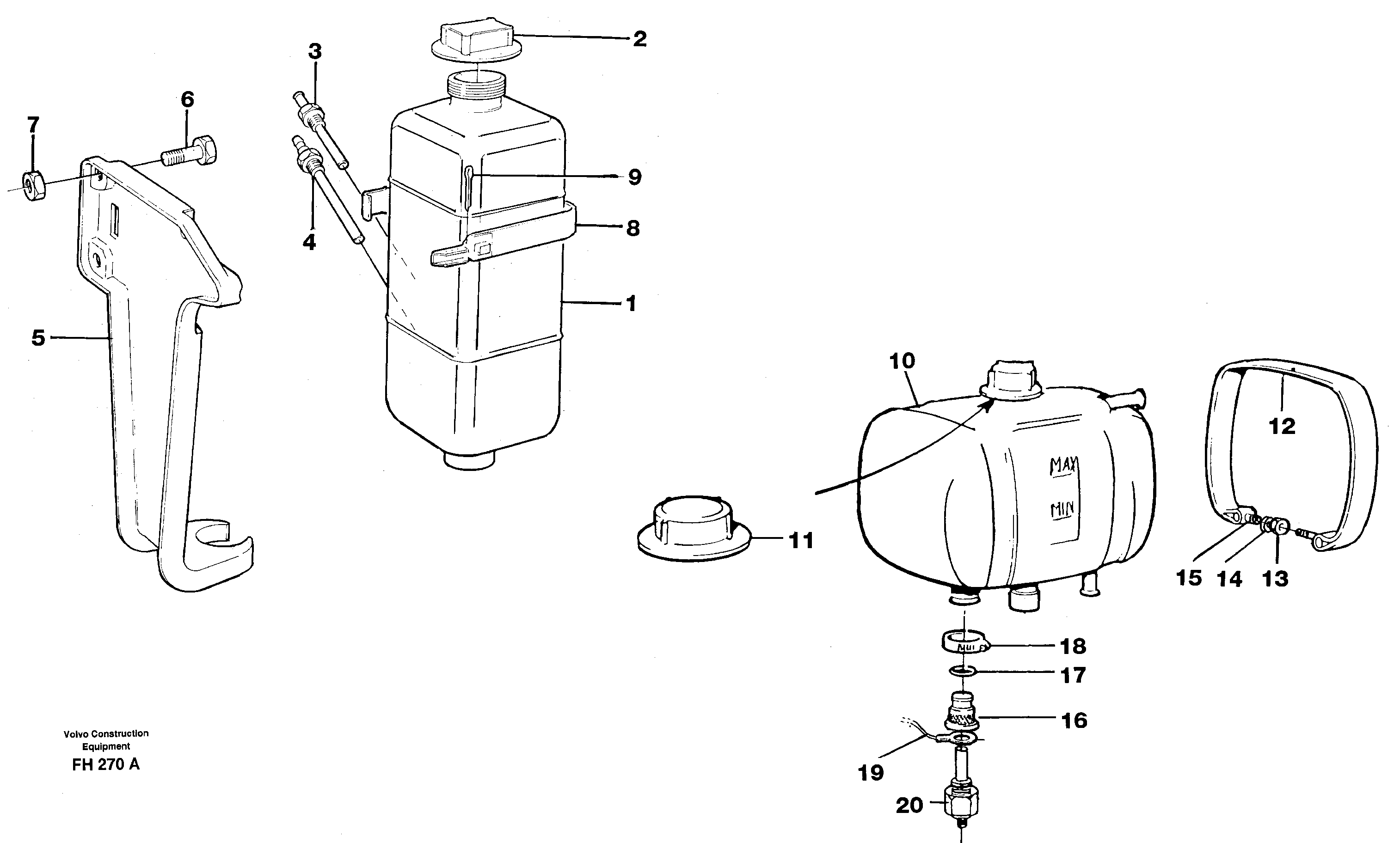 Expansion tank with fitting parts — volvo parts diagram