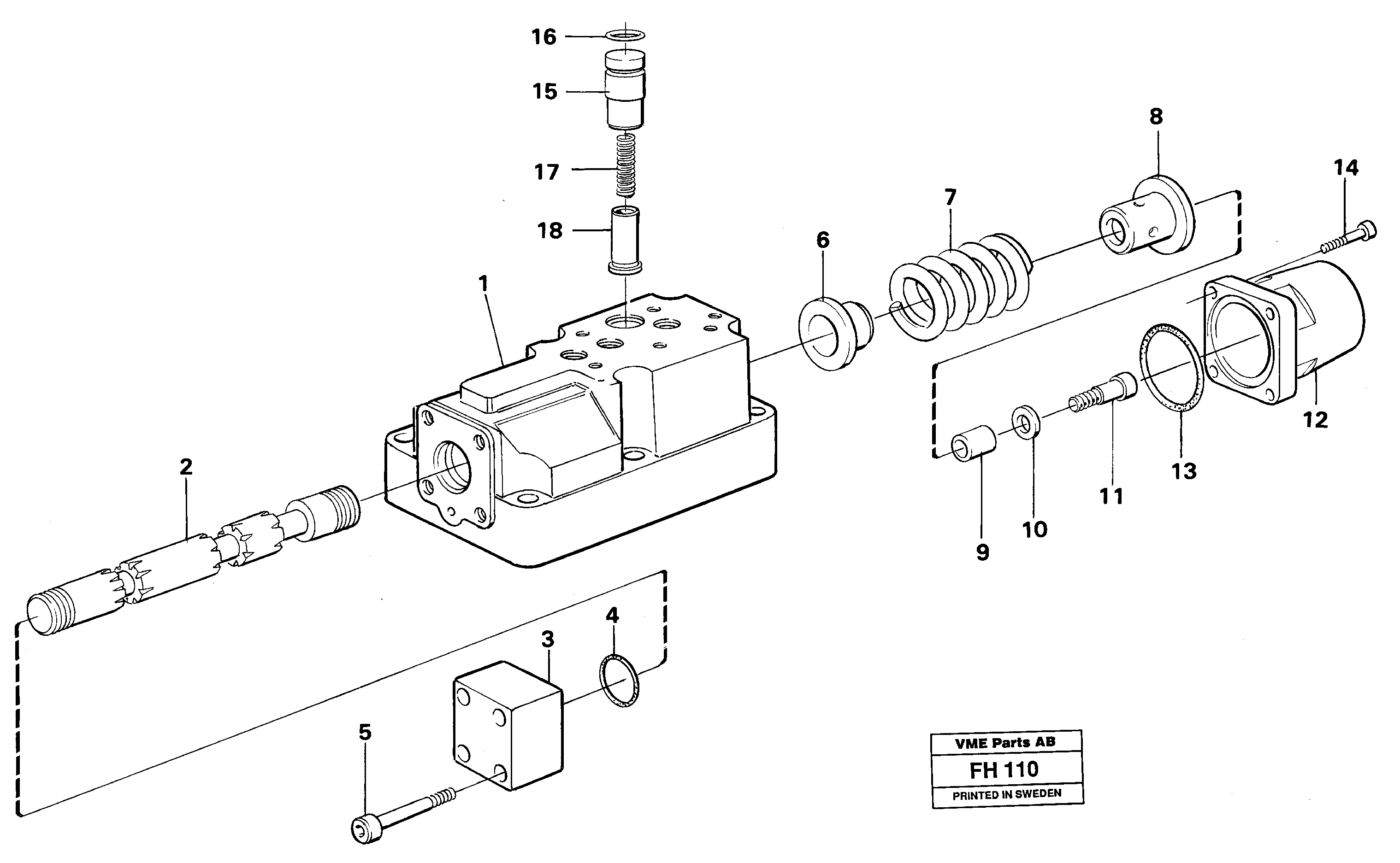 Four-way valve boom, primary — volvo parts diagram