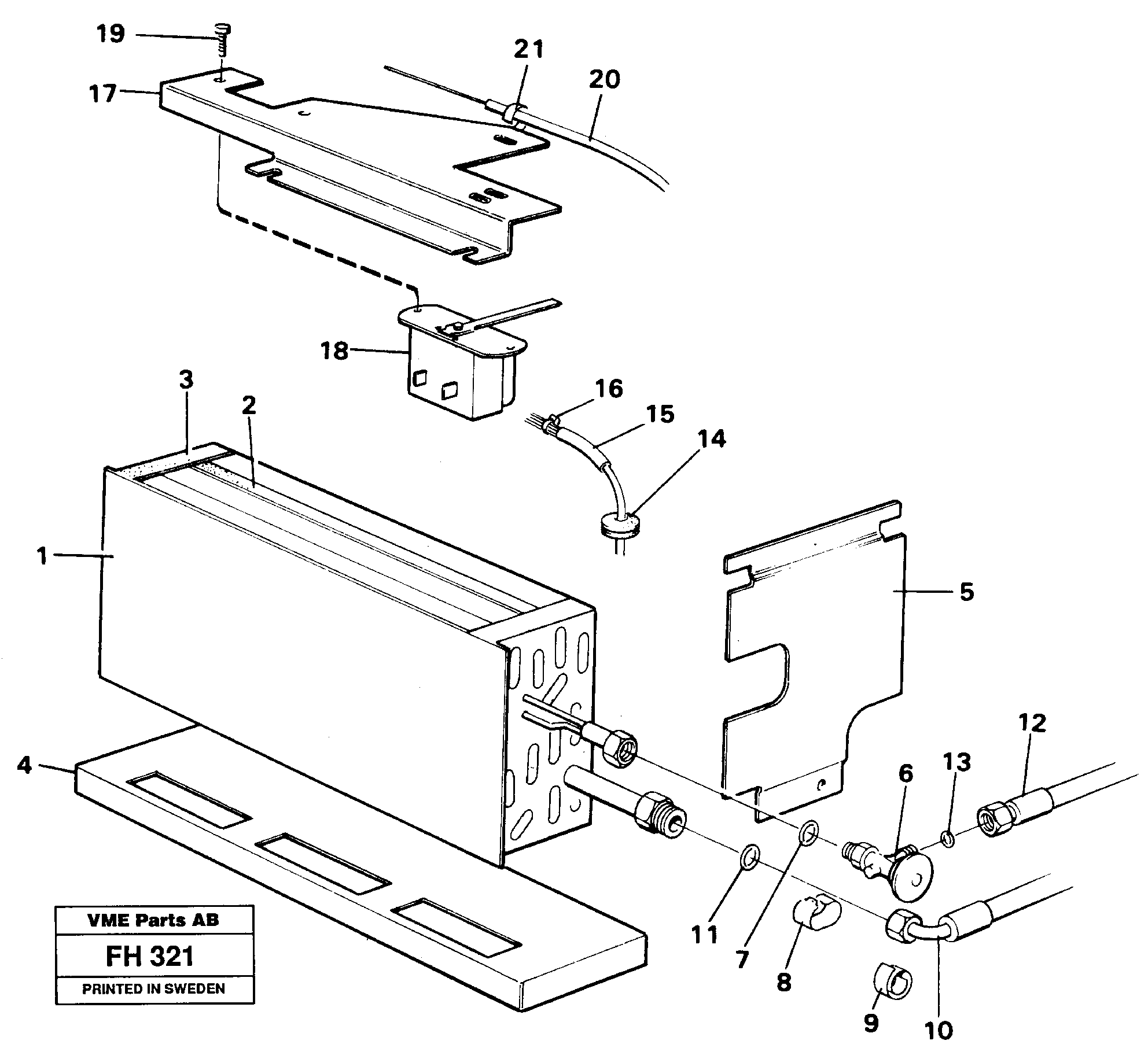 Evaporator with fitting parts Cooling agent, R134a  14254363 — volvo parts diagram