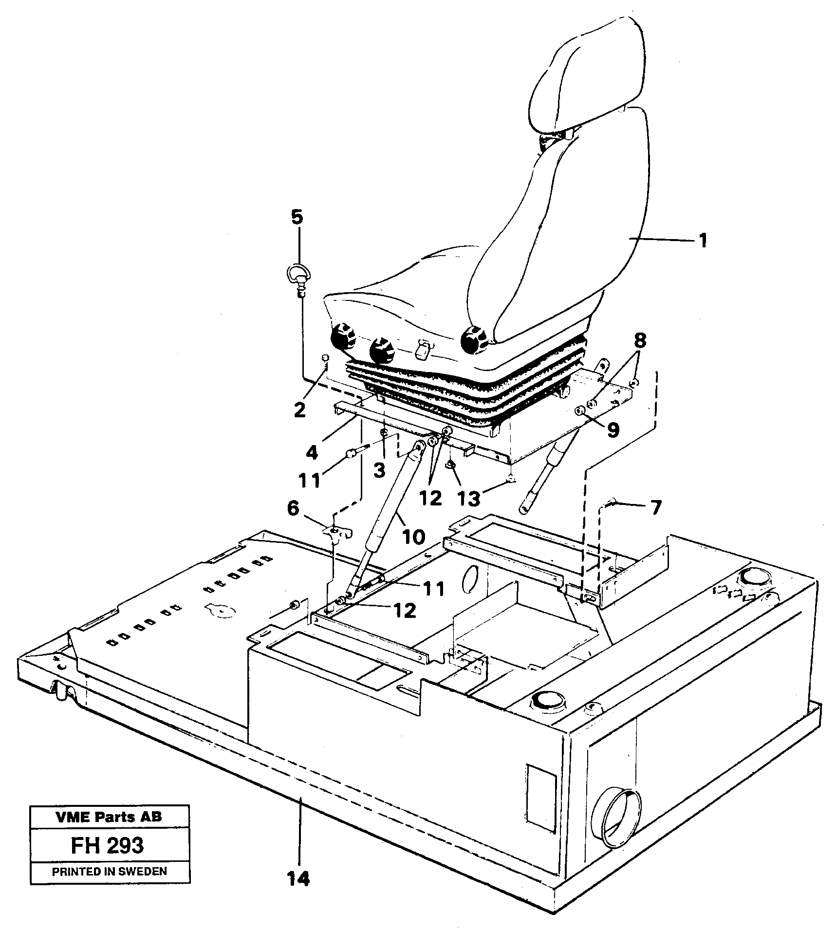 Operator seat with fitting parts — volvo parts diagram