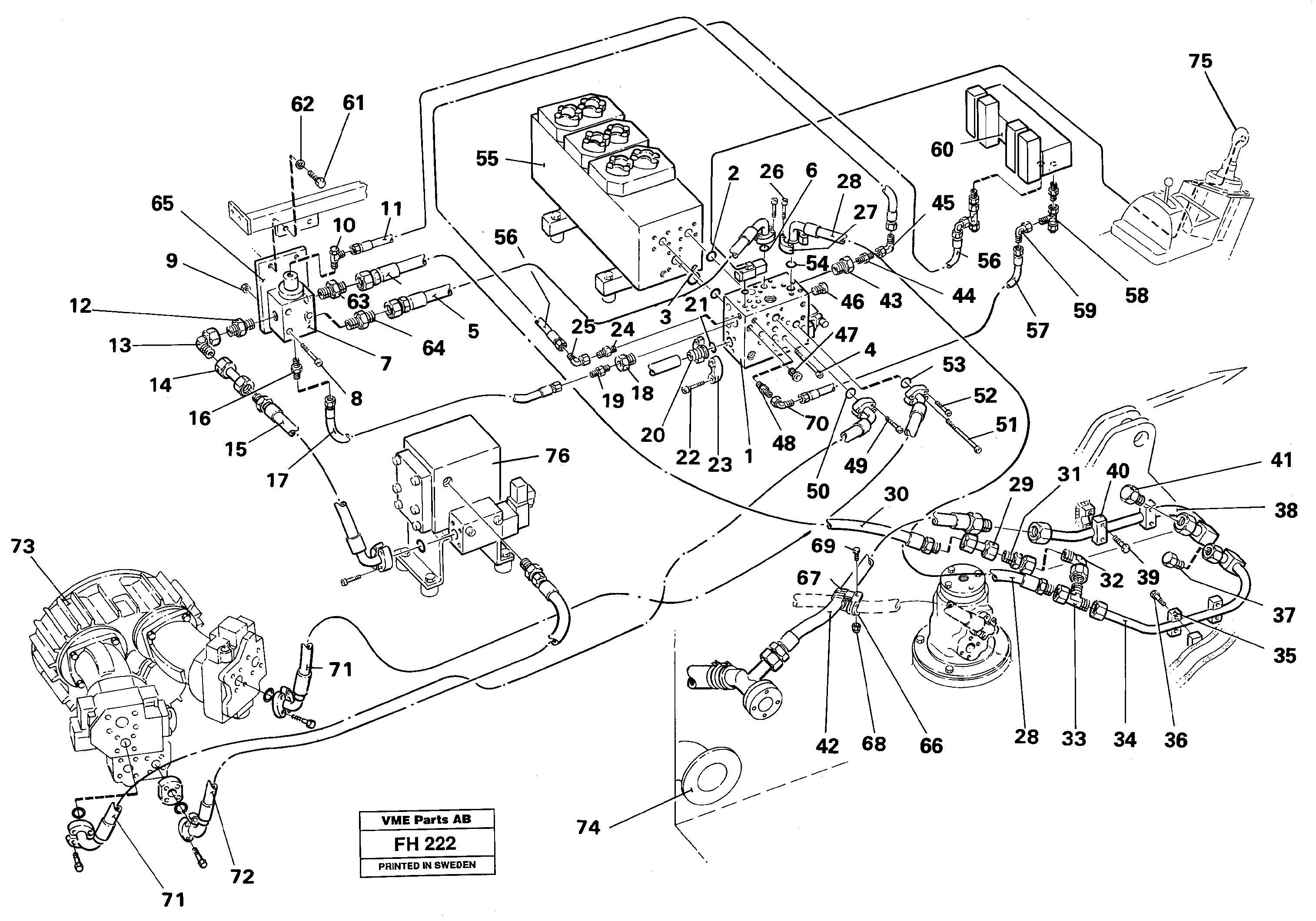 Hammer.base maskin, 2 pump  14254306 — volvo parts diagram
