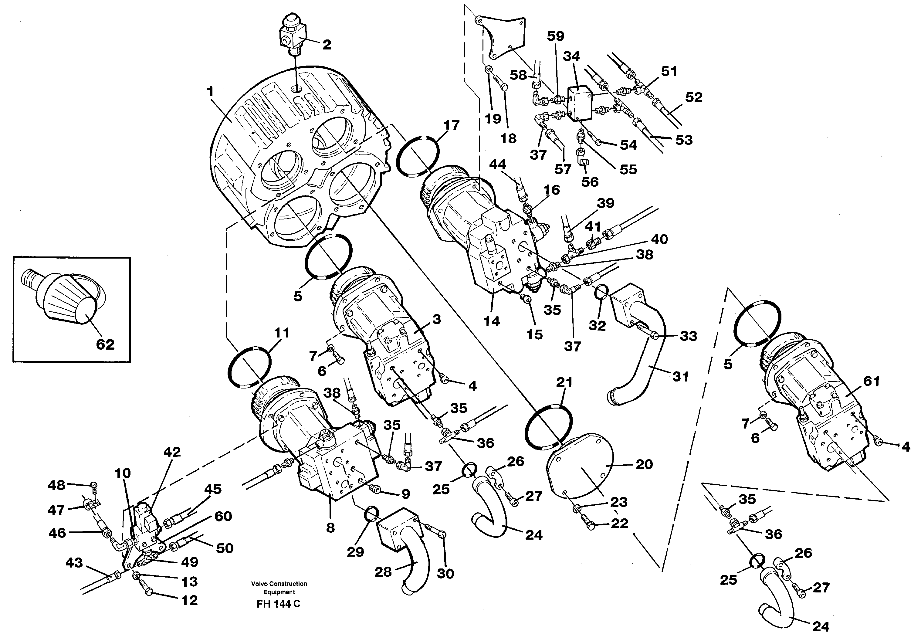 Pump installation  P1-P2-P3-P4 — volvo parts diagram