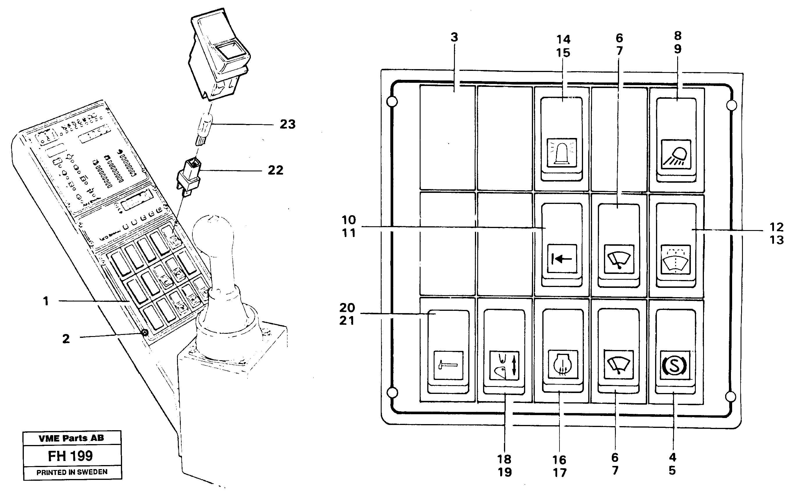 Toggle switch panel — volvo parts diagram