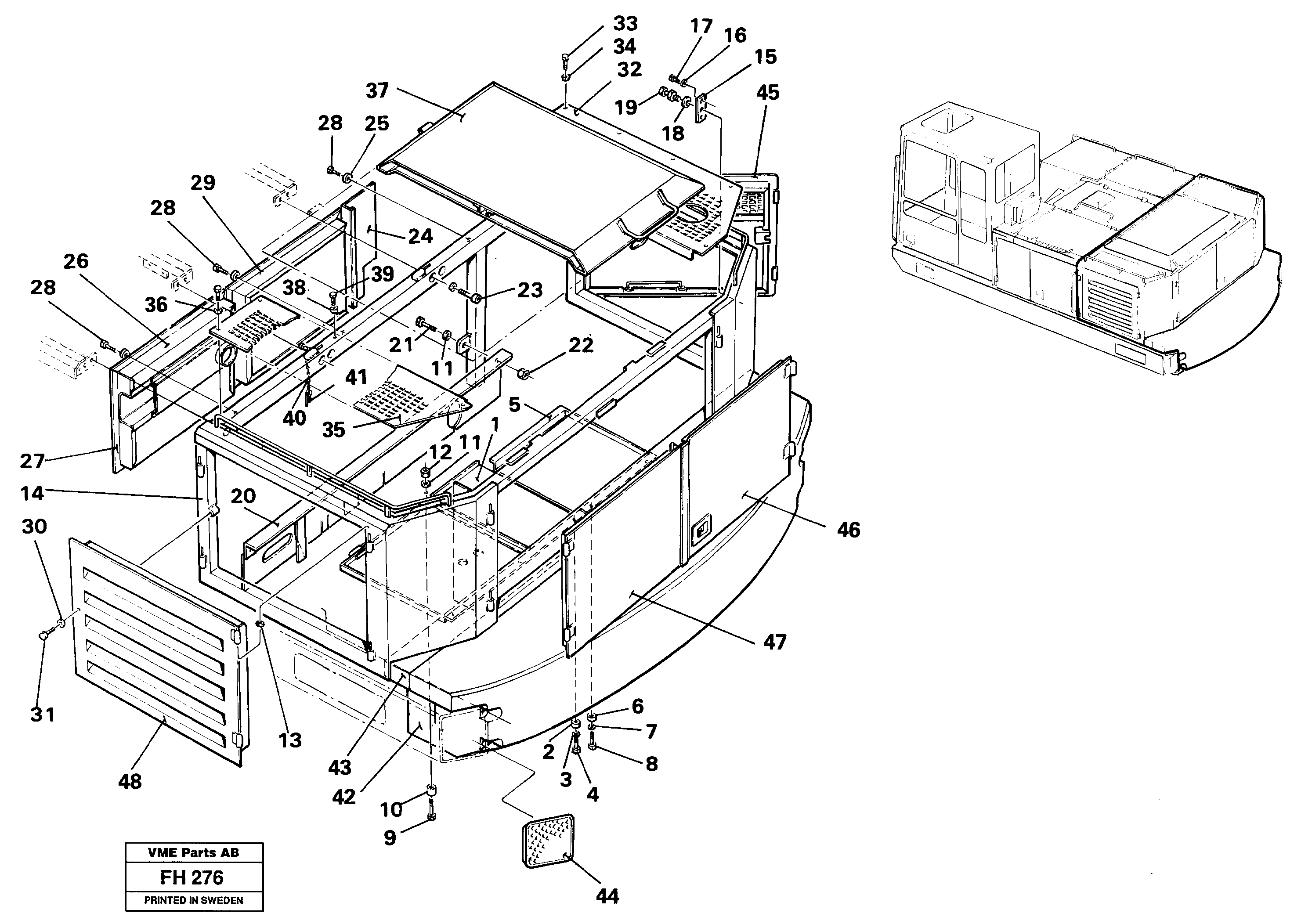 Engine cover, upper — volvo parts diagram