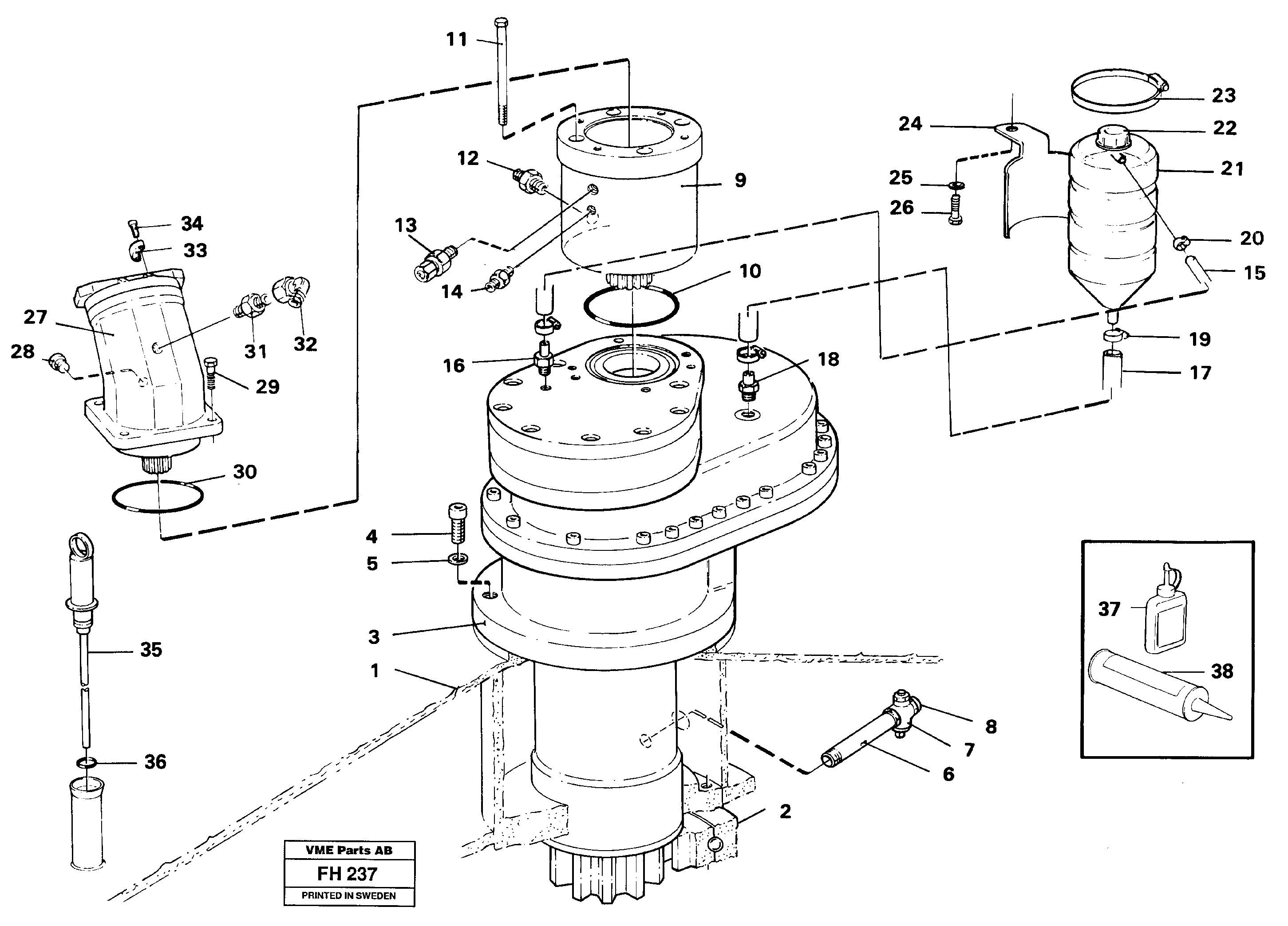 Superstructure with, slew transmission — volvo parts diagram
