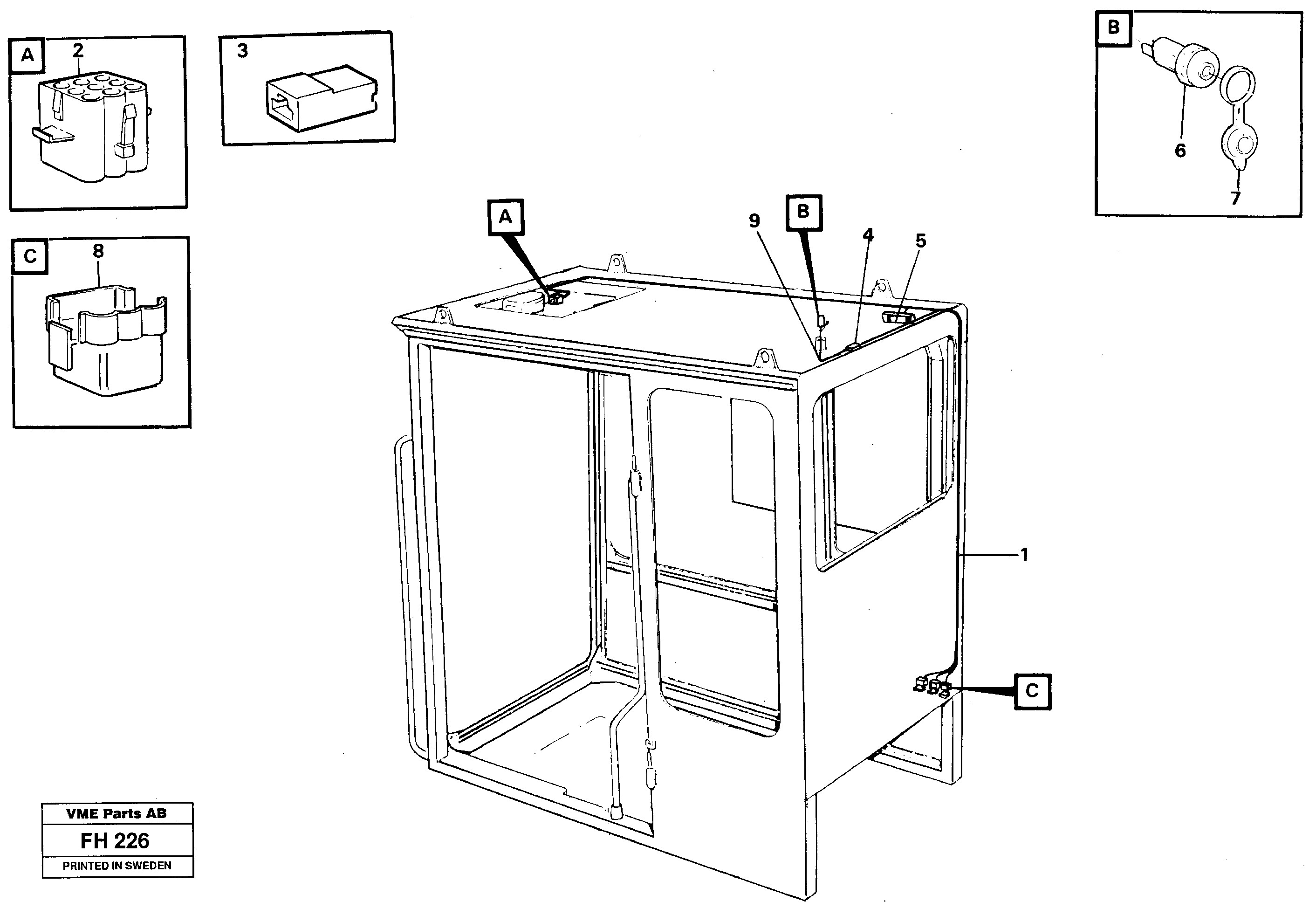 Cable harnesses, cab — volvo parts diagram