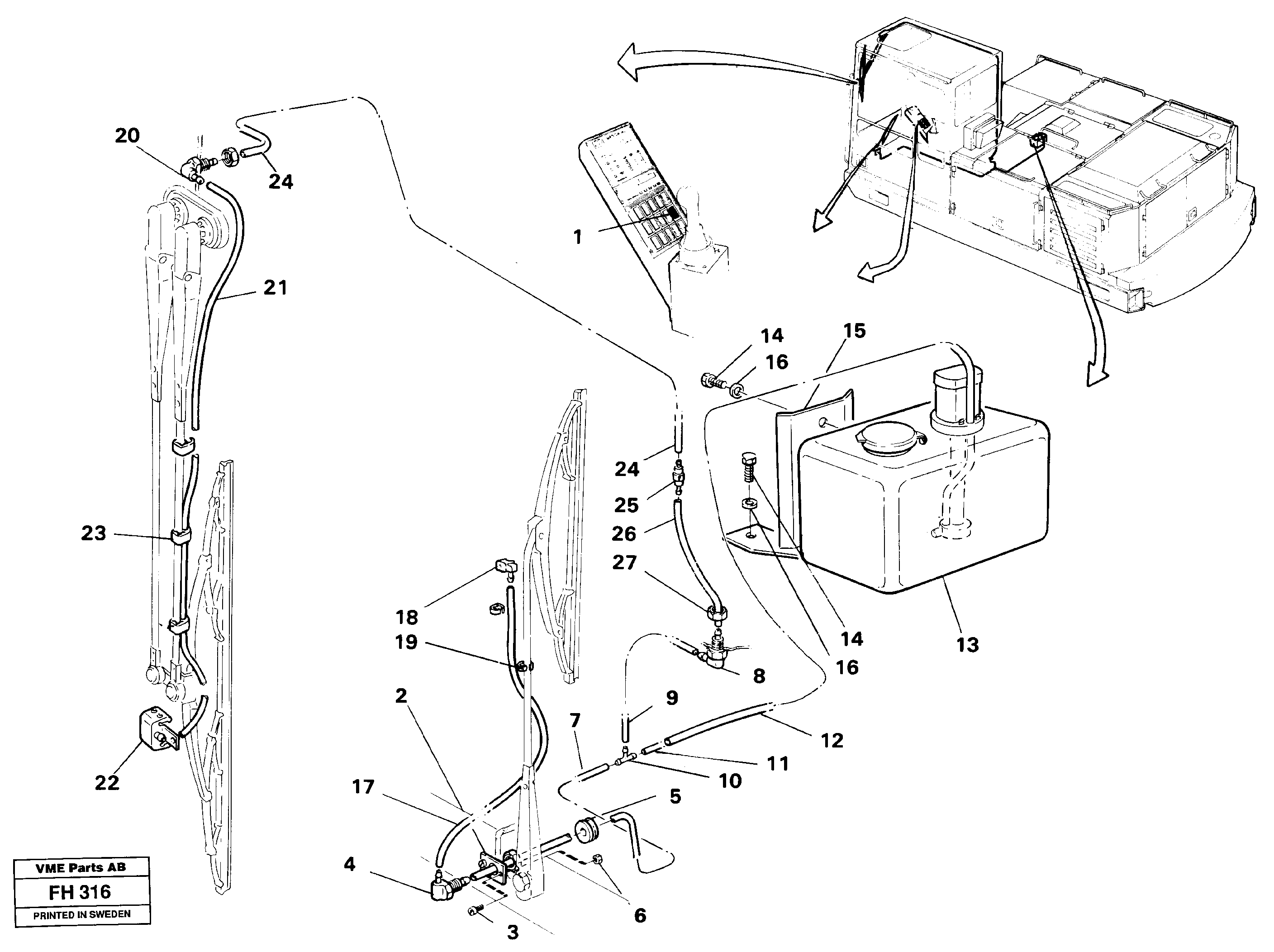 Windshield washer — volvo parts diagram