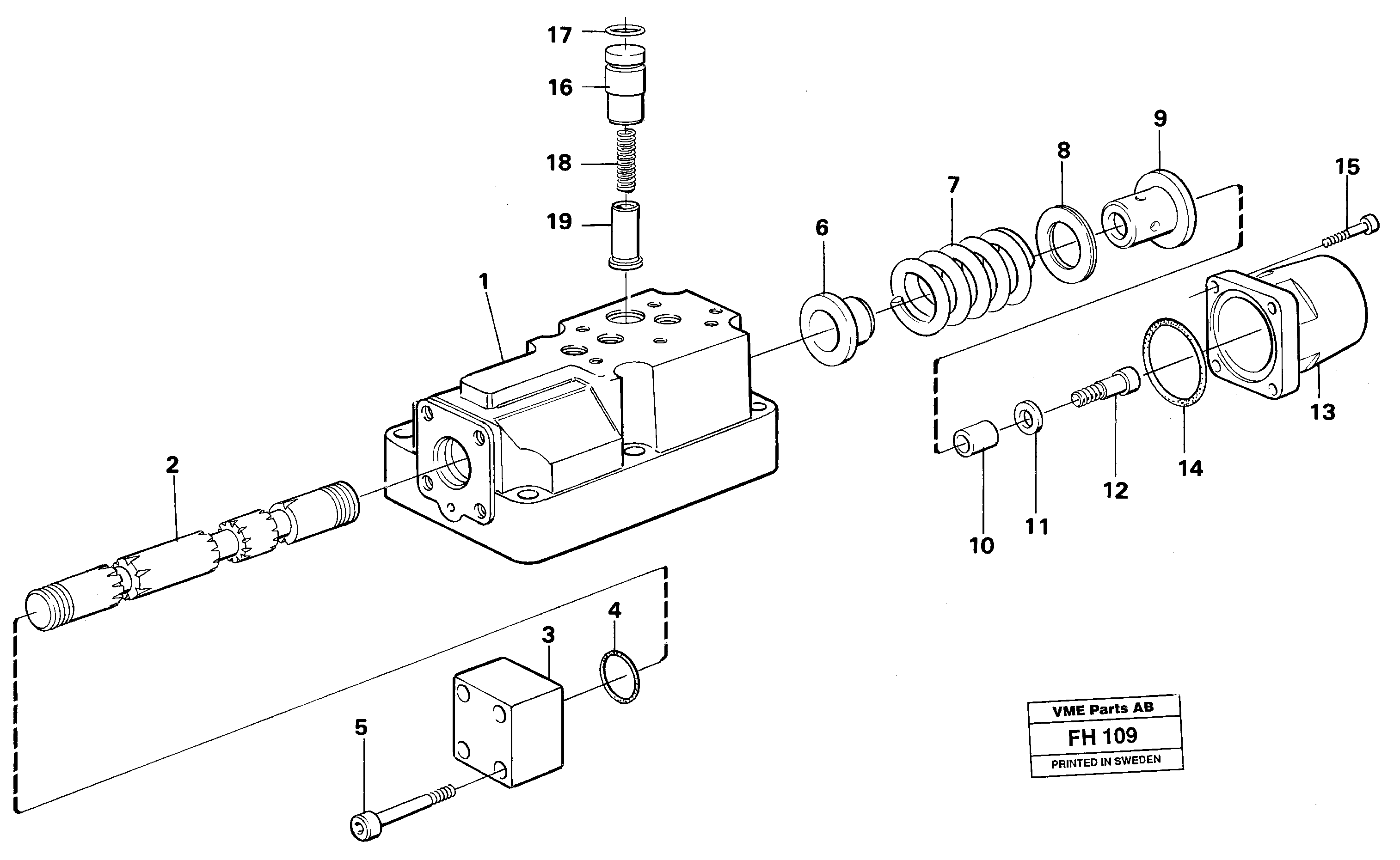 Four-way valve dipper arm,secondary — volvo parts diagram
