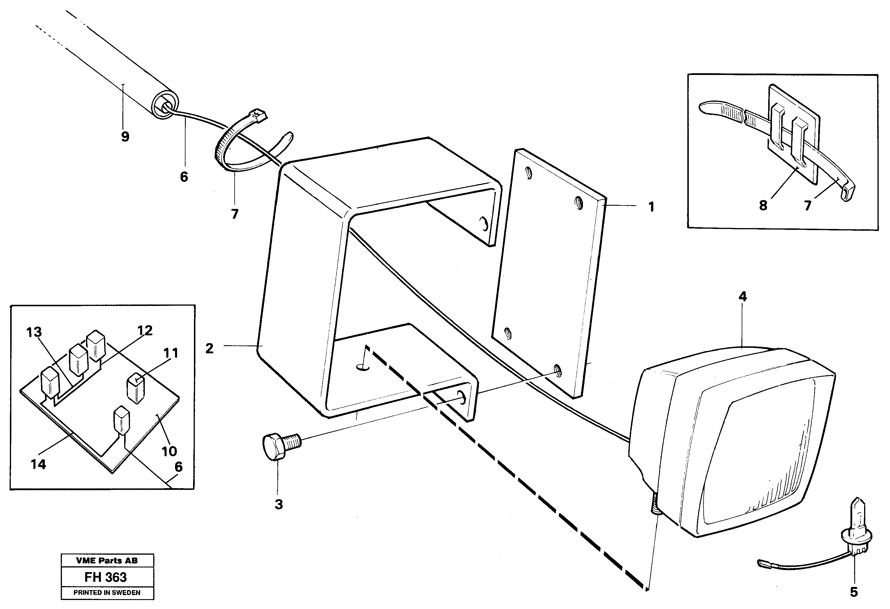 Working lamp on boom  SER NO -4964 — volvo parts diagram
