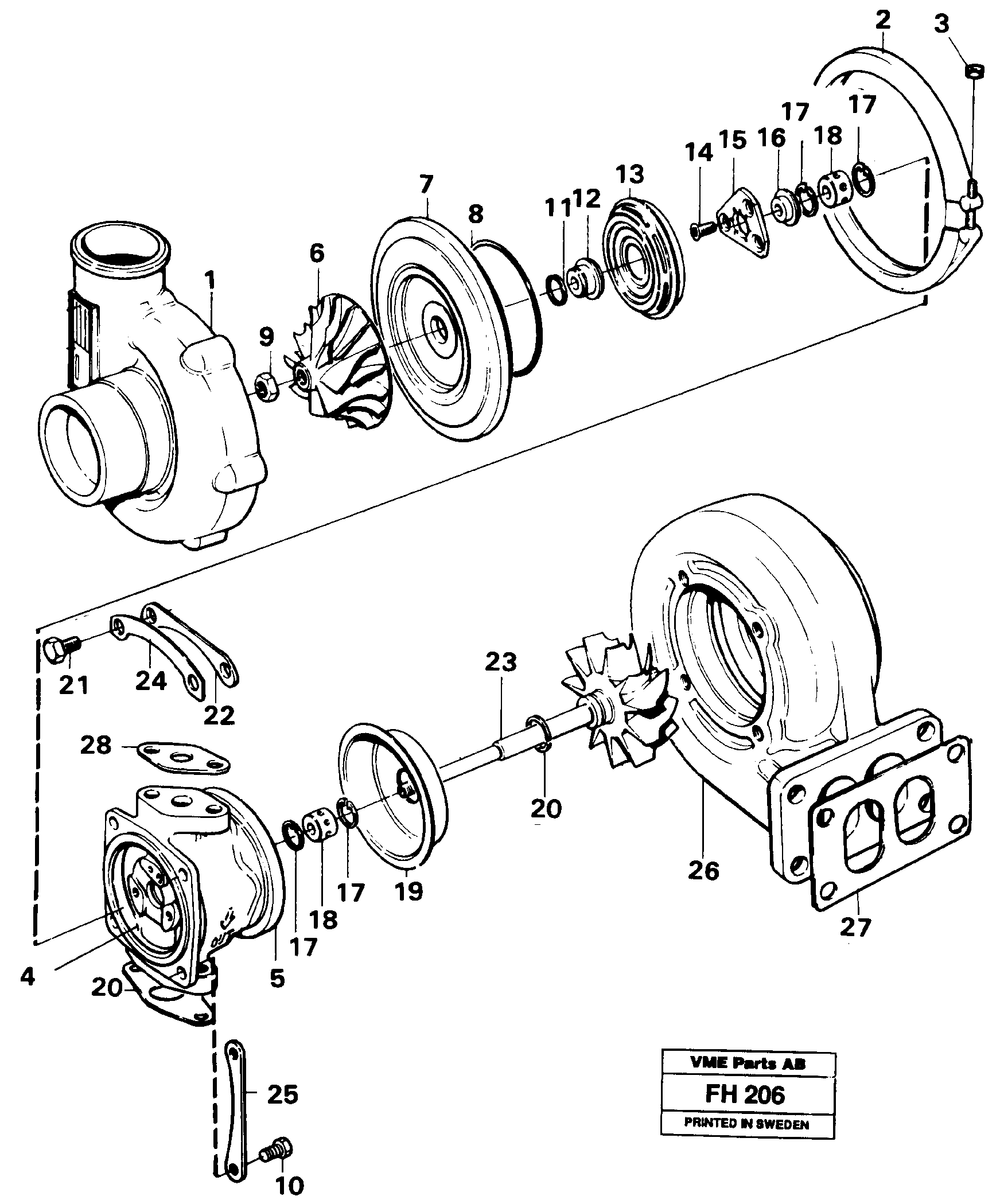 Turbo charger — volvo parts diagram
