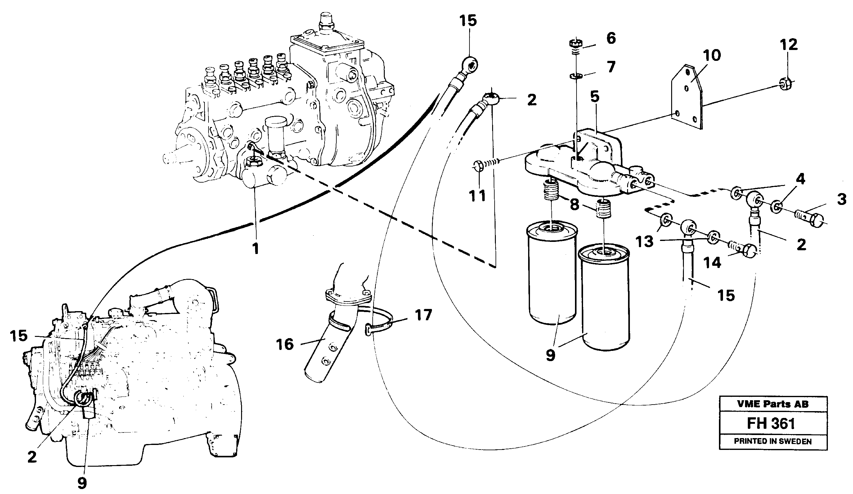 Extra fuel filter — volvo parts diagram