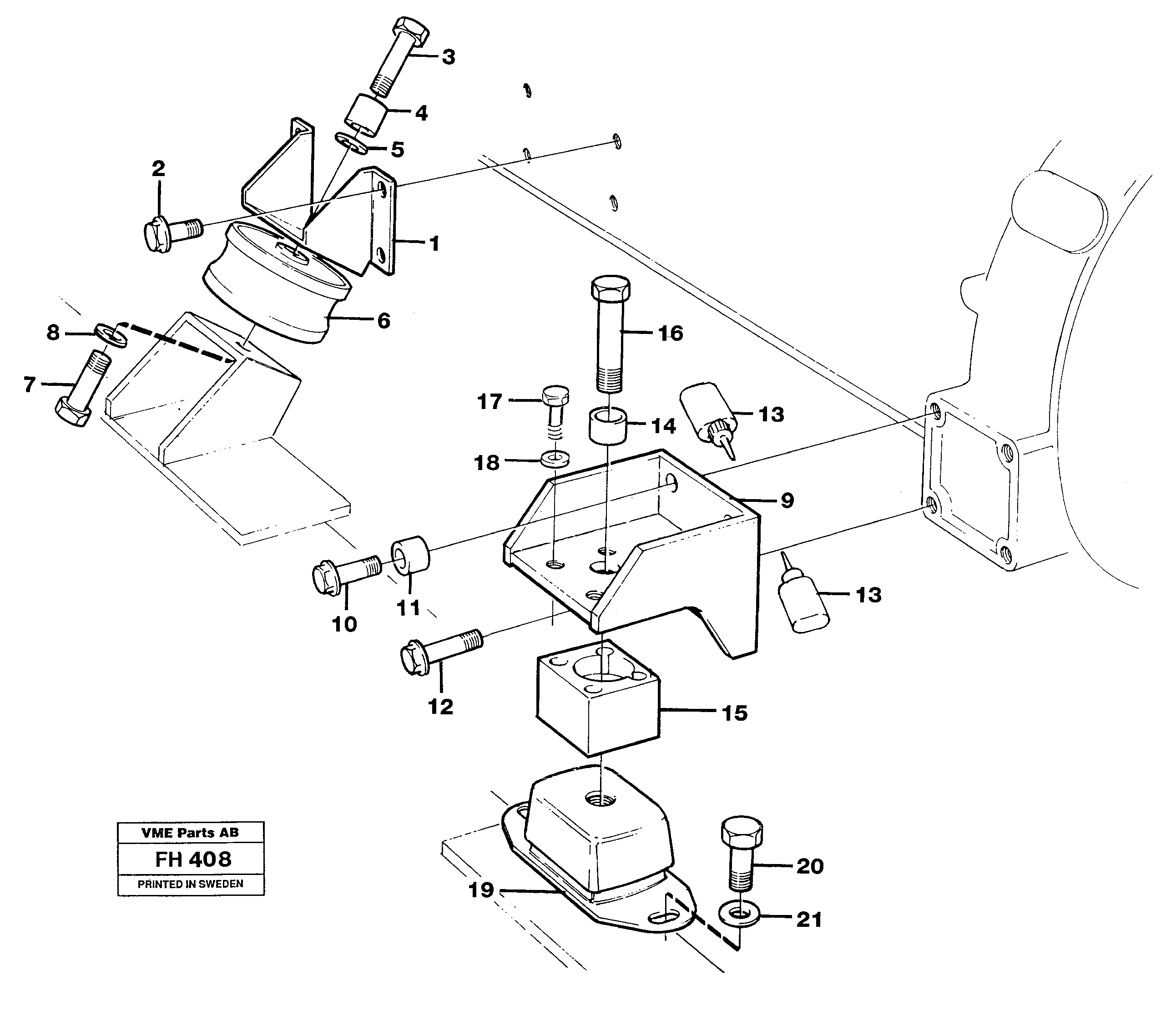 Engine mounting  SER NO 4629 - 5094 — volvo parts diagram