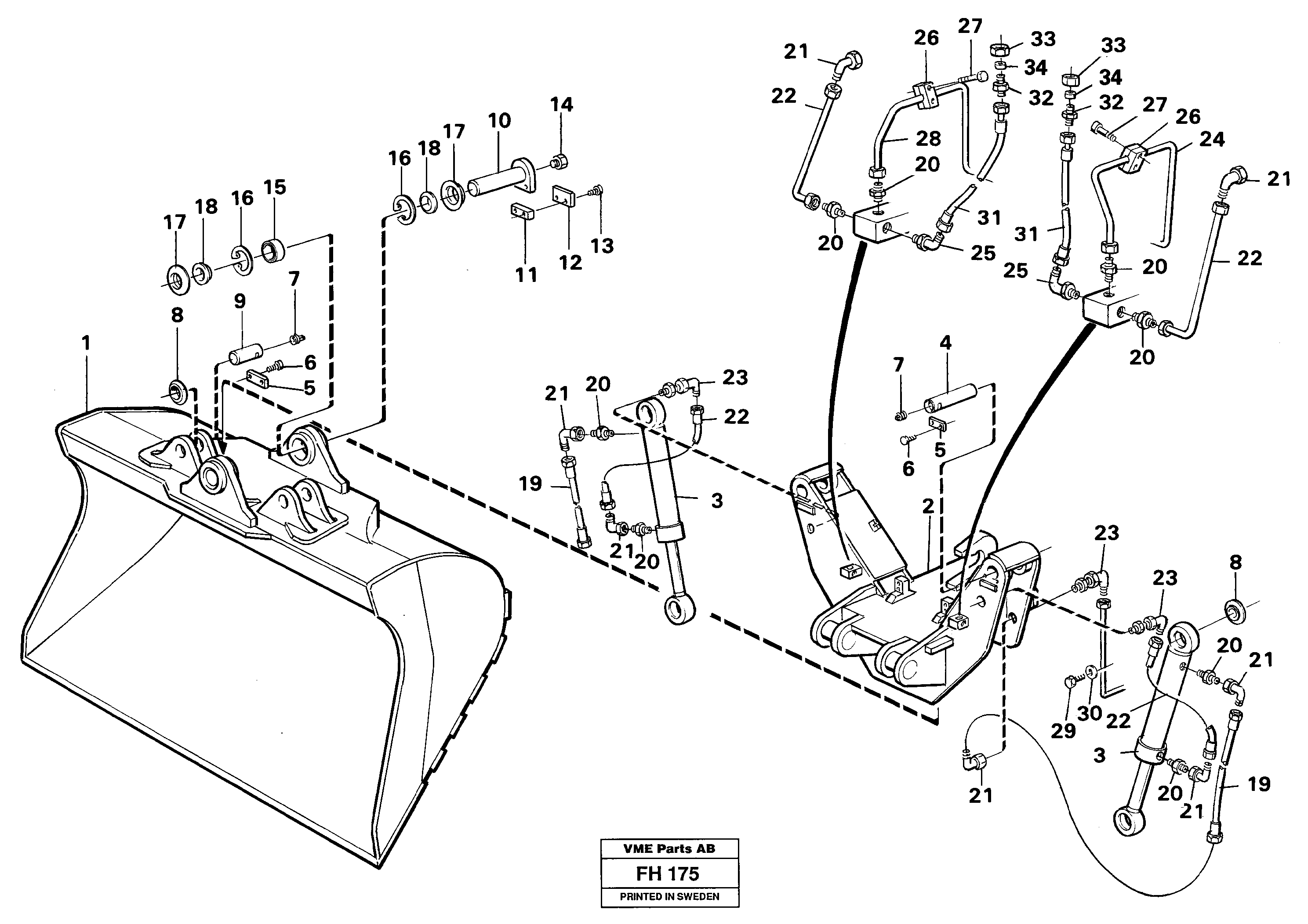 Articulated slope bucket  14254087 — volvo parts diagram