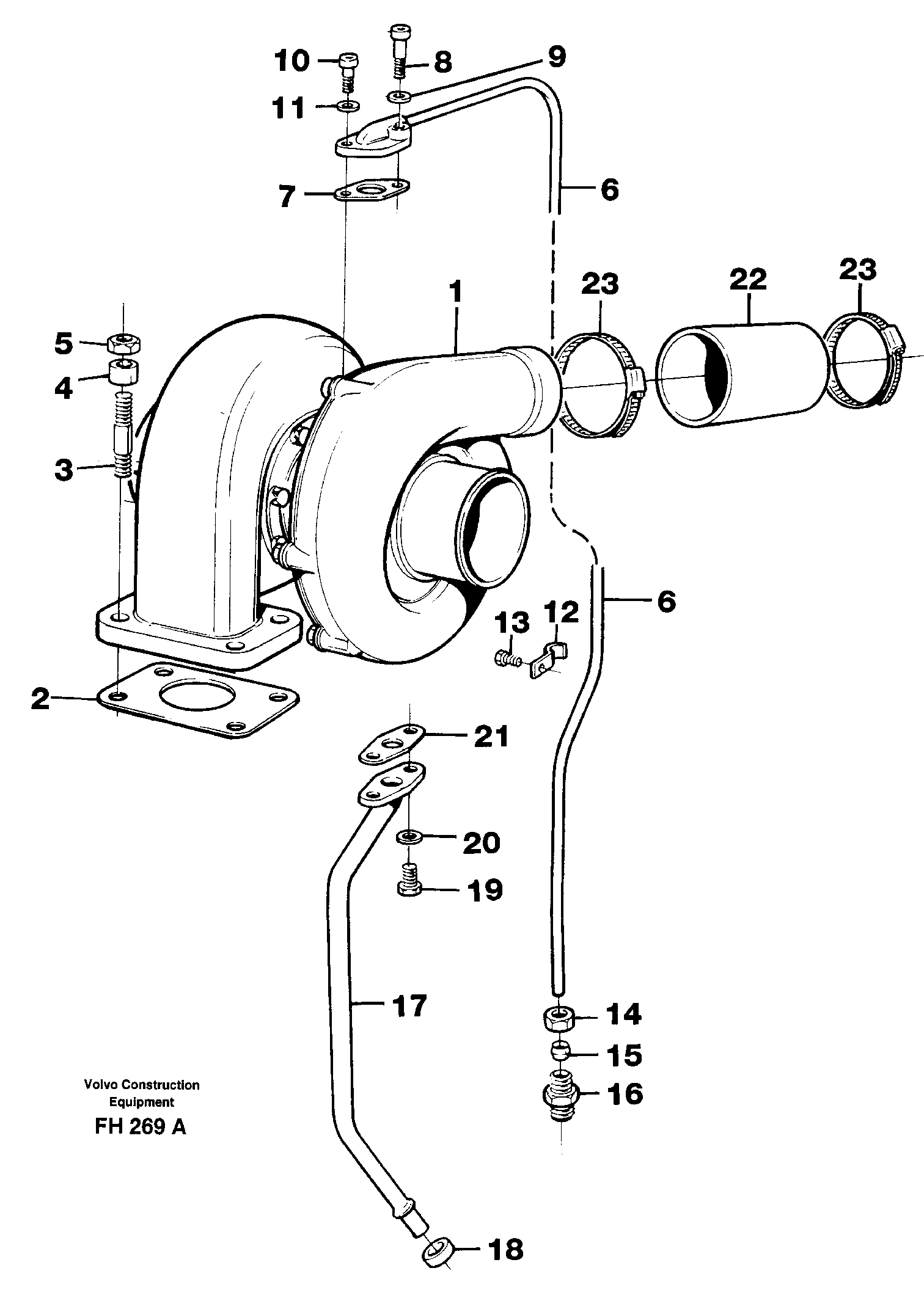 Turbocharger with fitting parts — volvo parts diagram