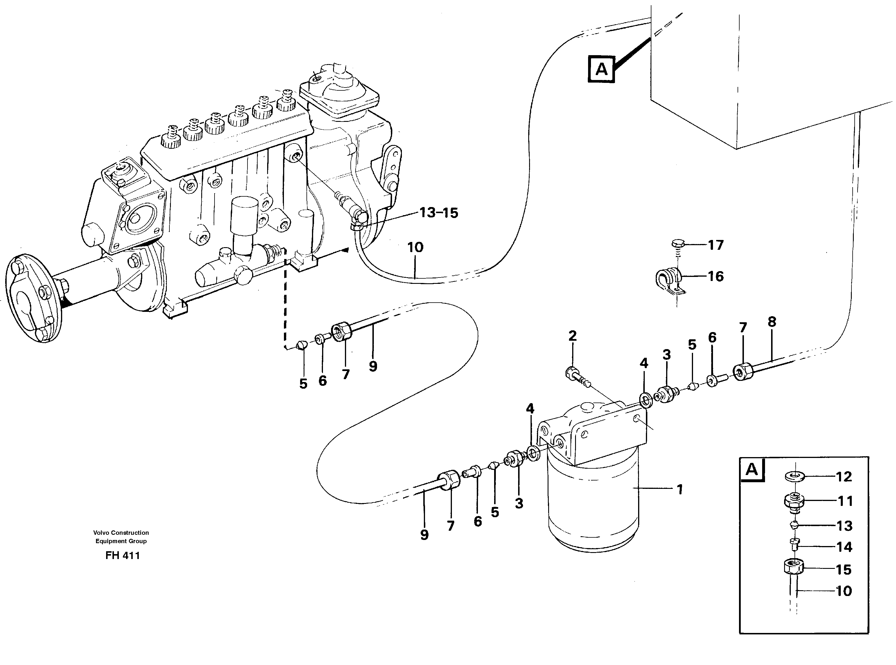 Fuel system: tank - primary filter — volvo parts diagram