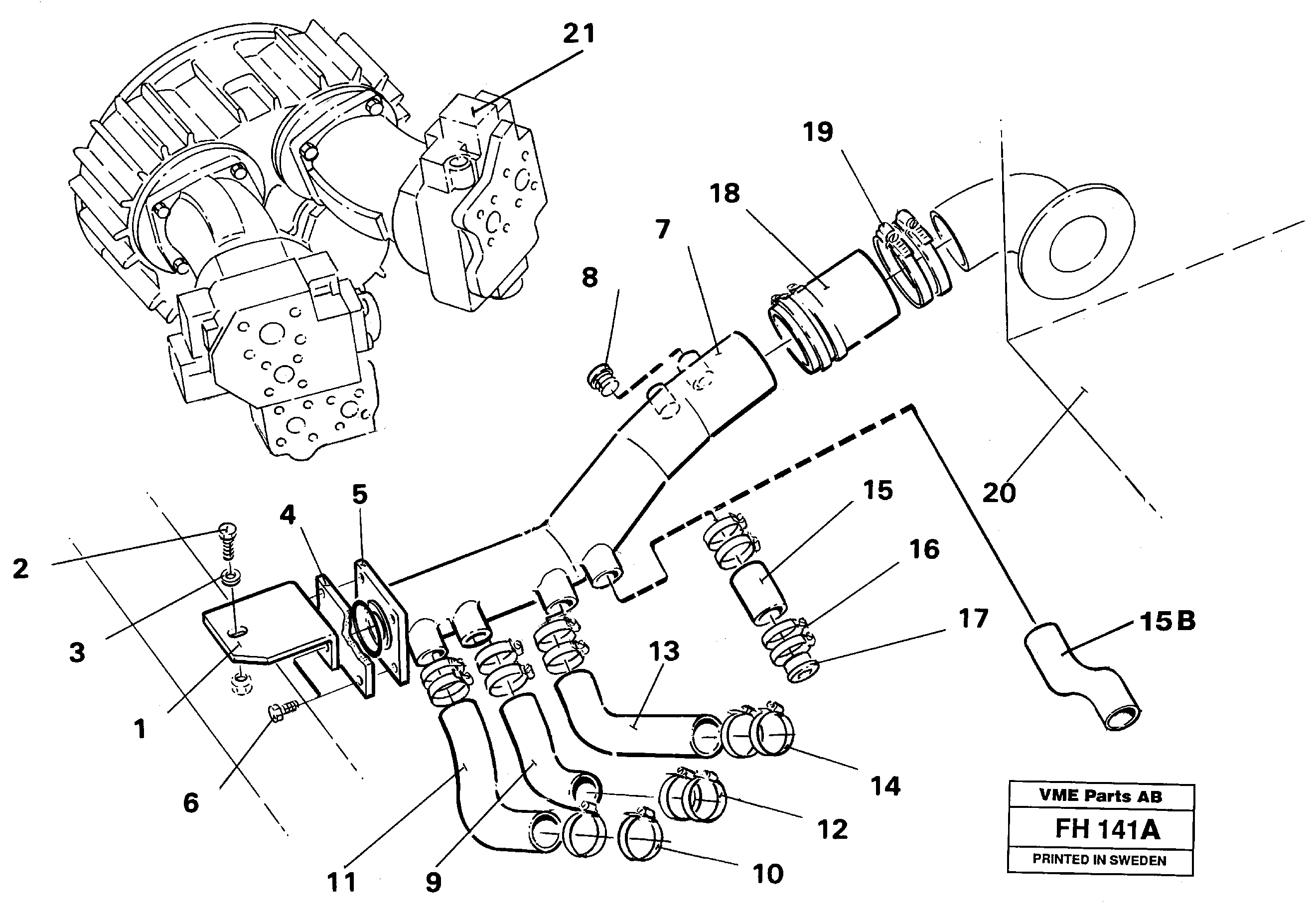 Hydraulic system suction lines — volvo parts diagram