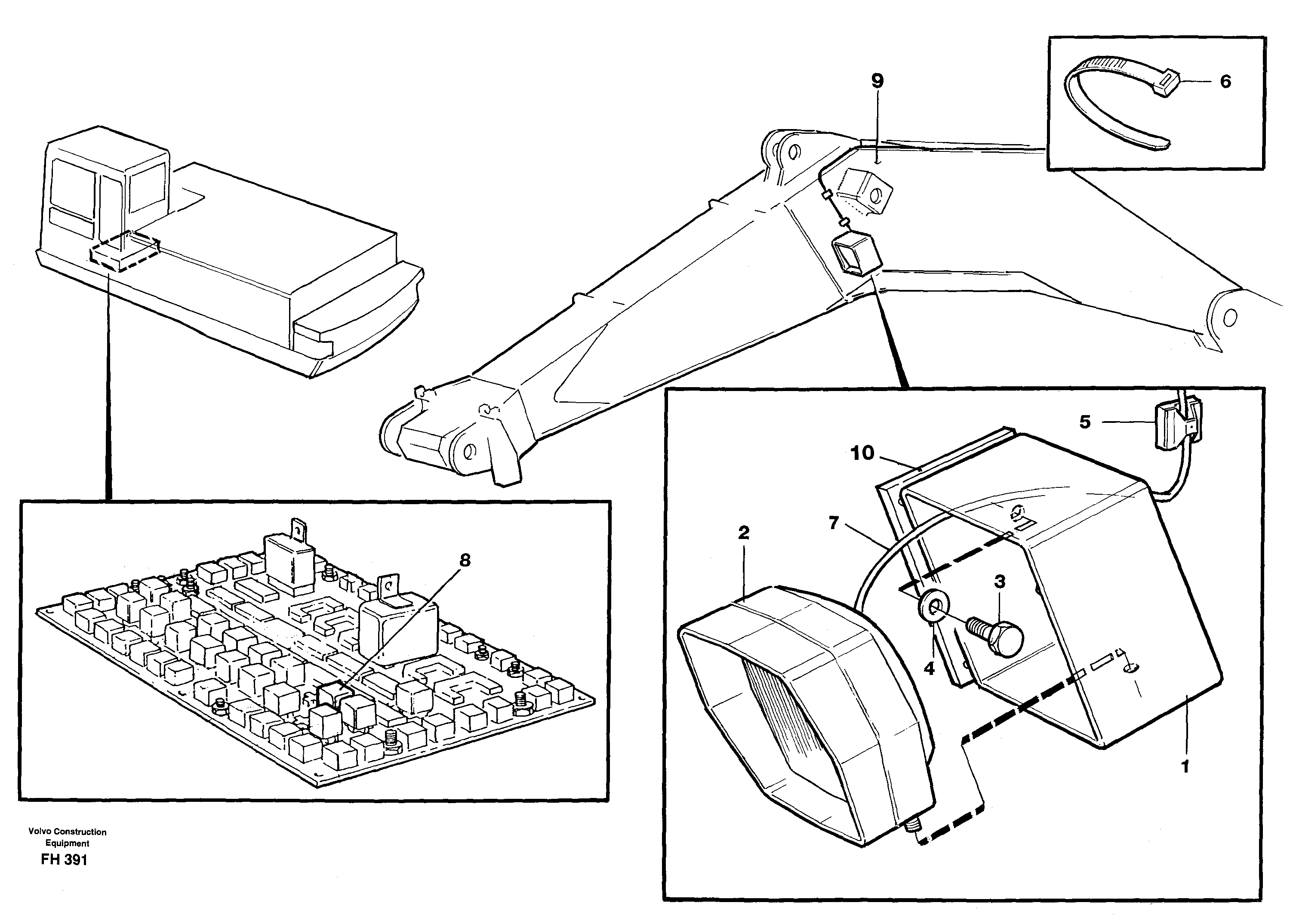 Working lamp on boom  SER NO 4965- — volvo parts diagram