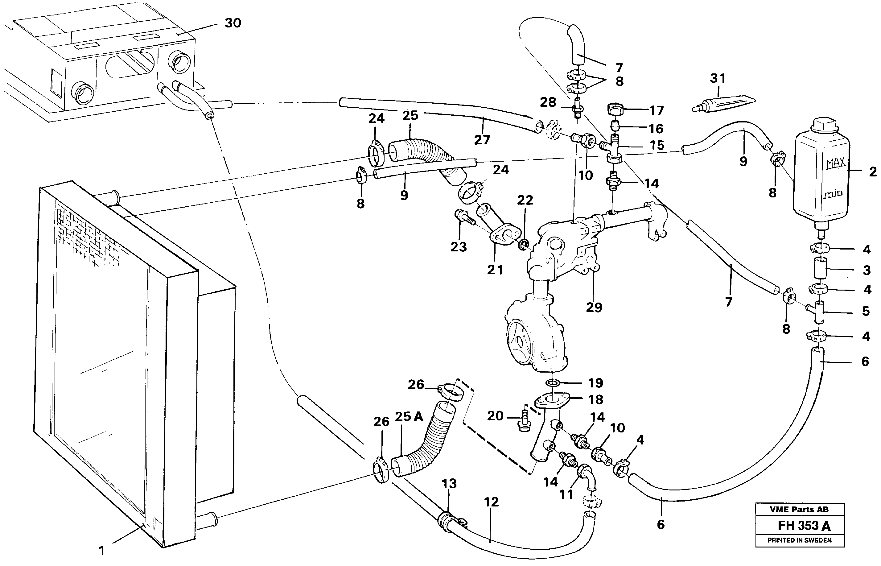 Cooling system — volvo parts diagram