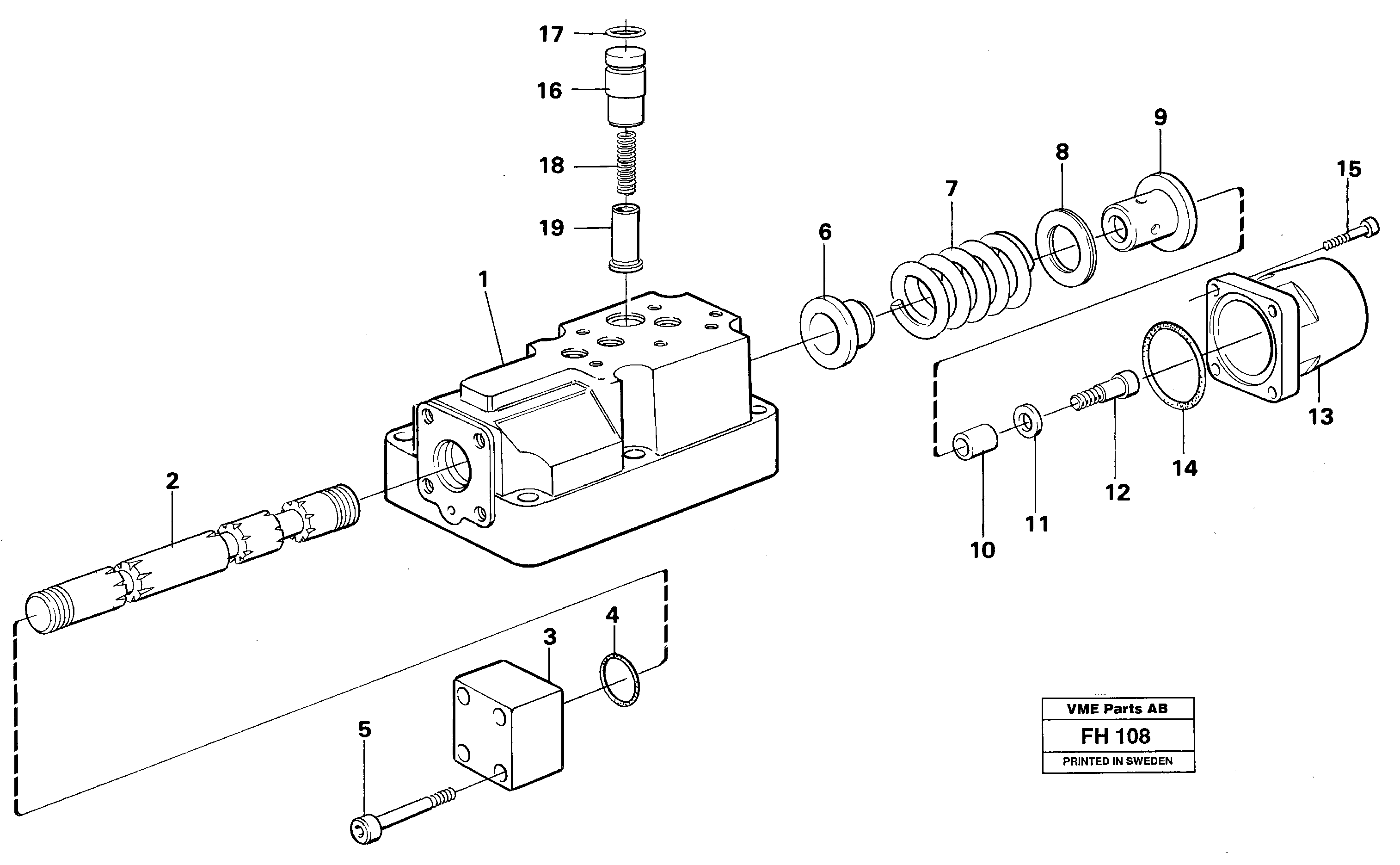 Four-way valve bucket, secondary — volvo parts diagram