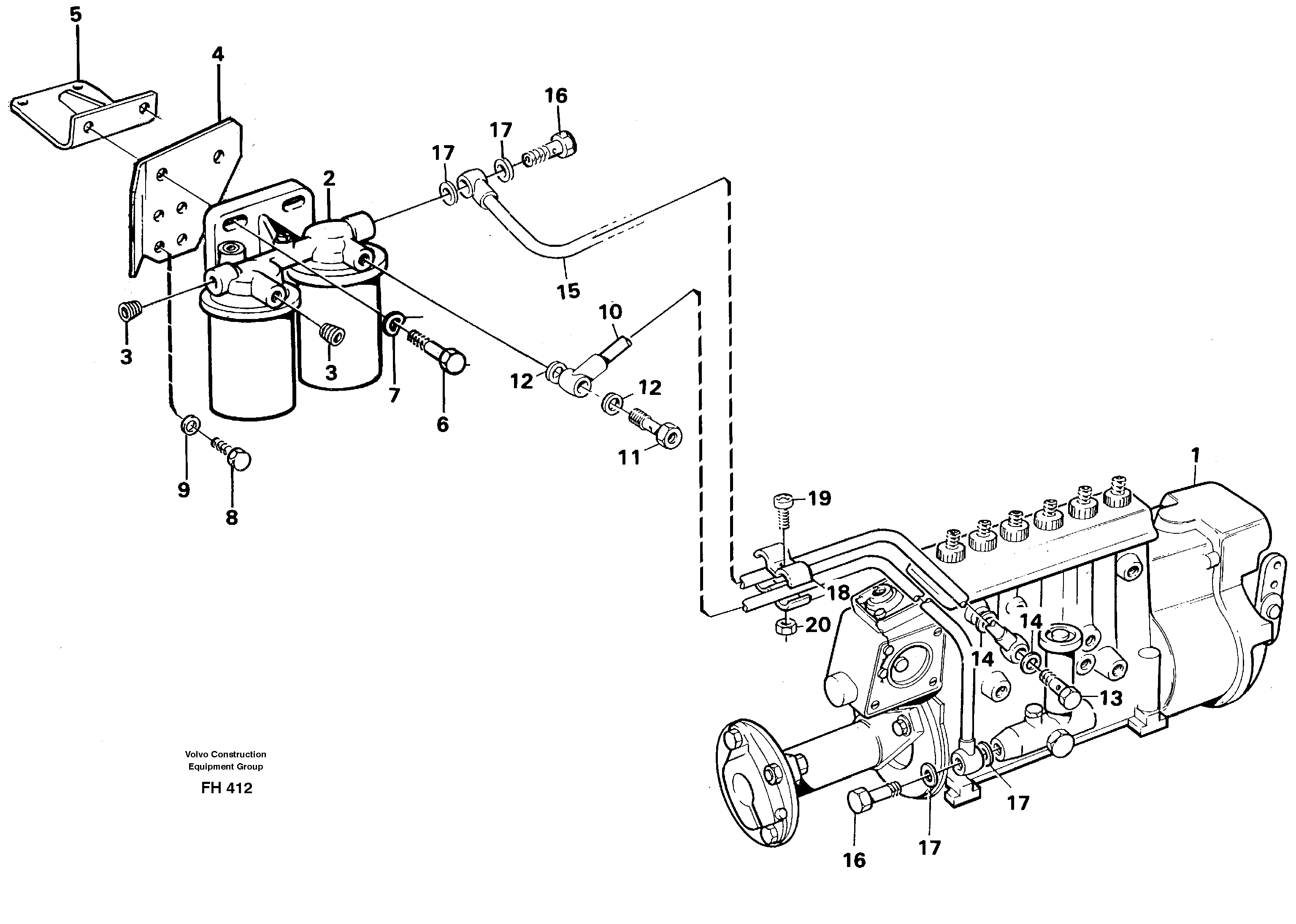 Fuel pipes: Injection pump - - fuel filter — volvo parts diagram