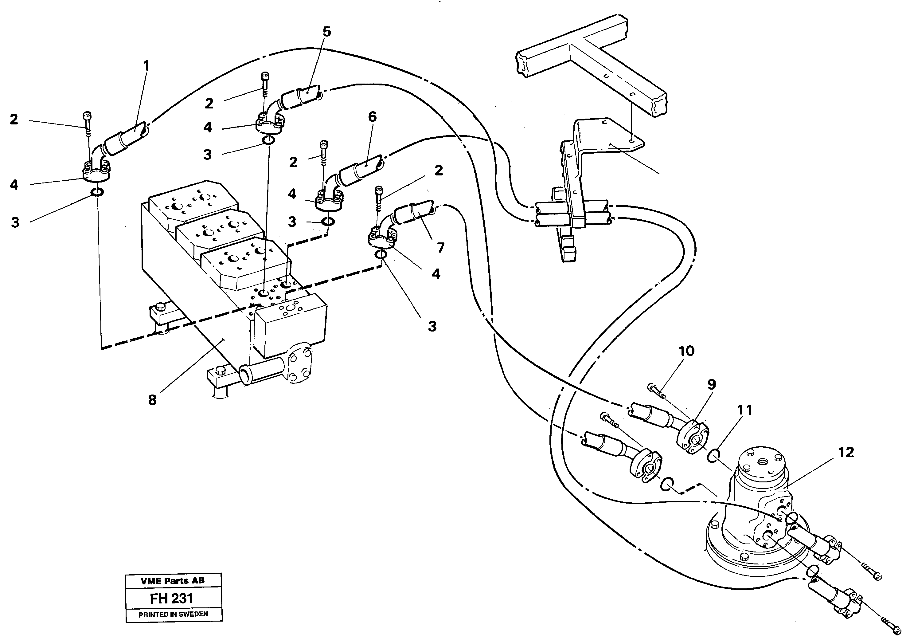 Hydraulic system, transport in uppercarrige — volvo parts diagram