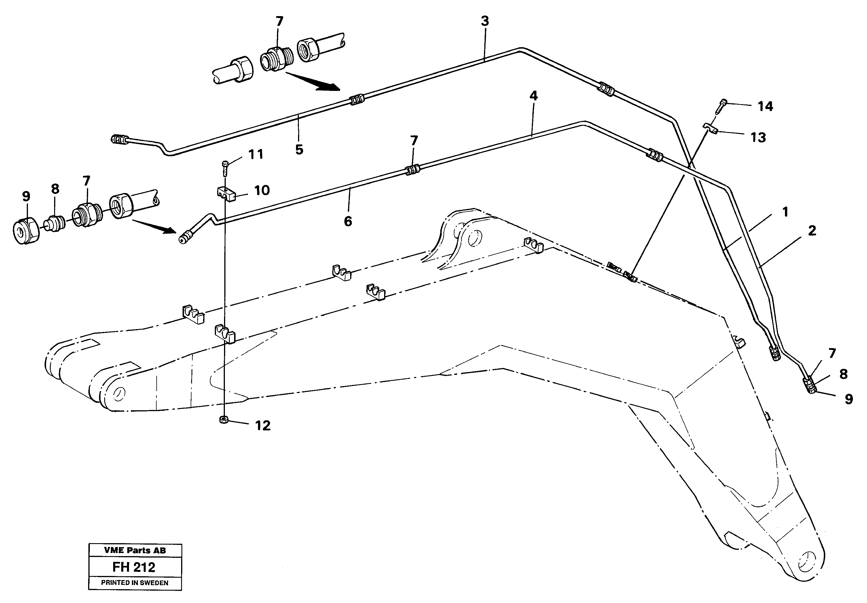 Slope/grab bucket, Equipment, Boom  14260128 — volvo parts diagram