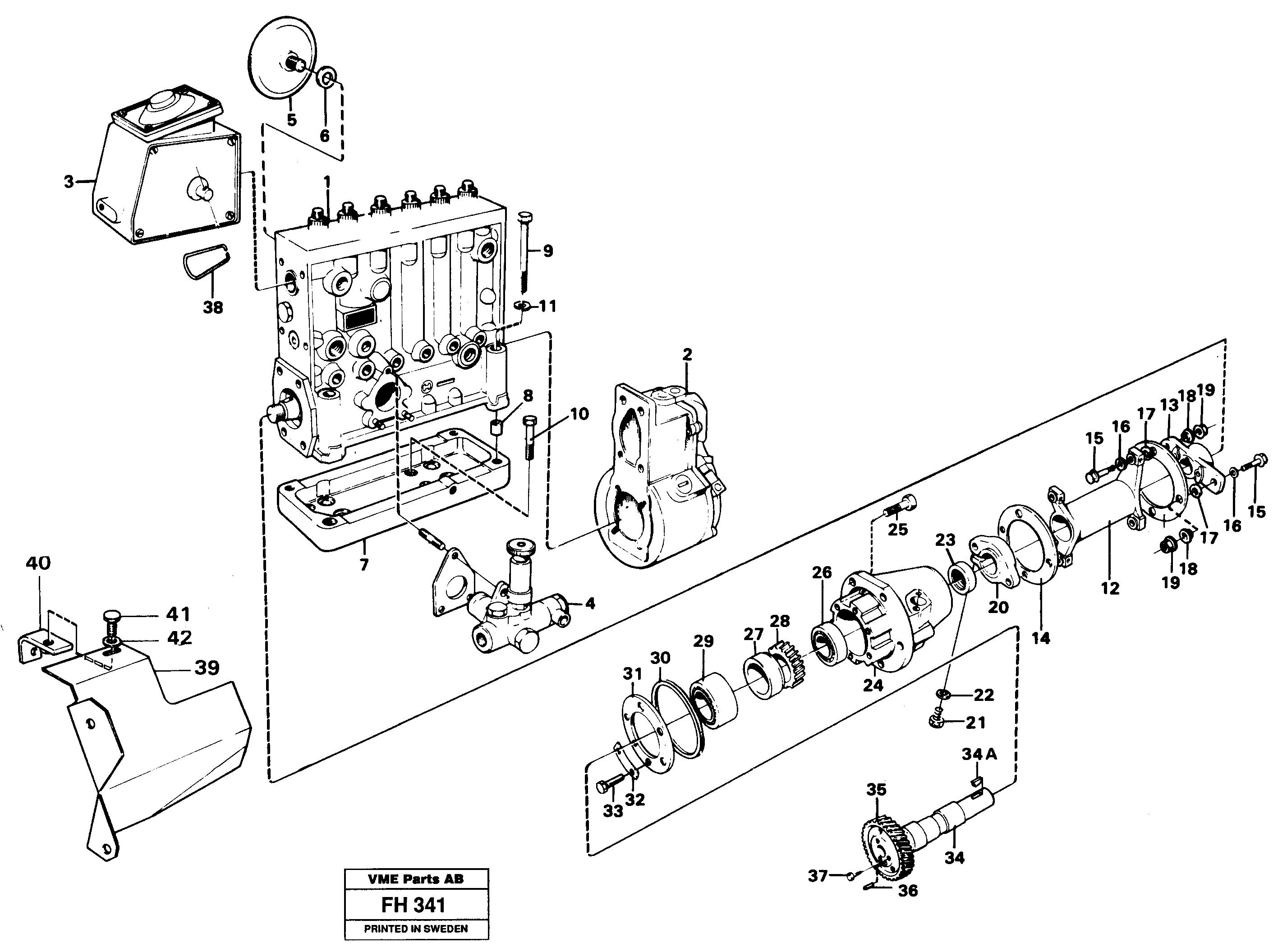 Injection pump with drive — volvo parts diagram