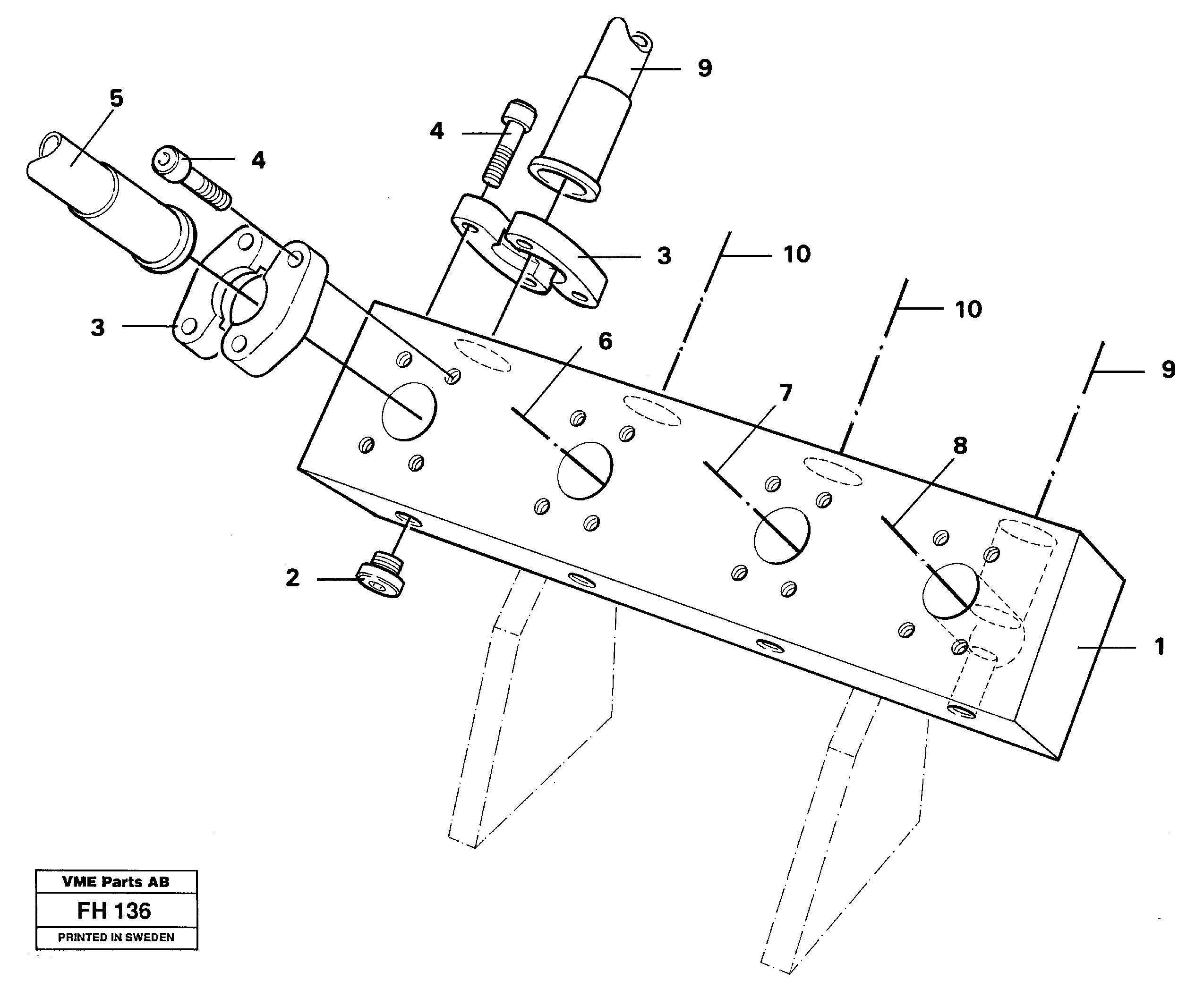 Connection block with hoses — volvo parts diagram