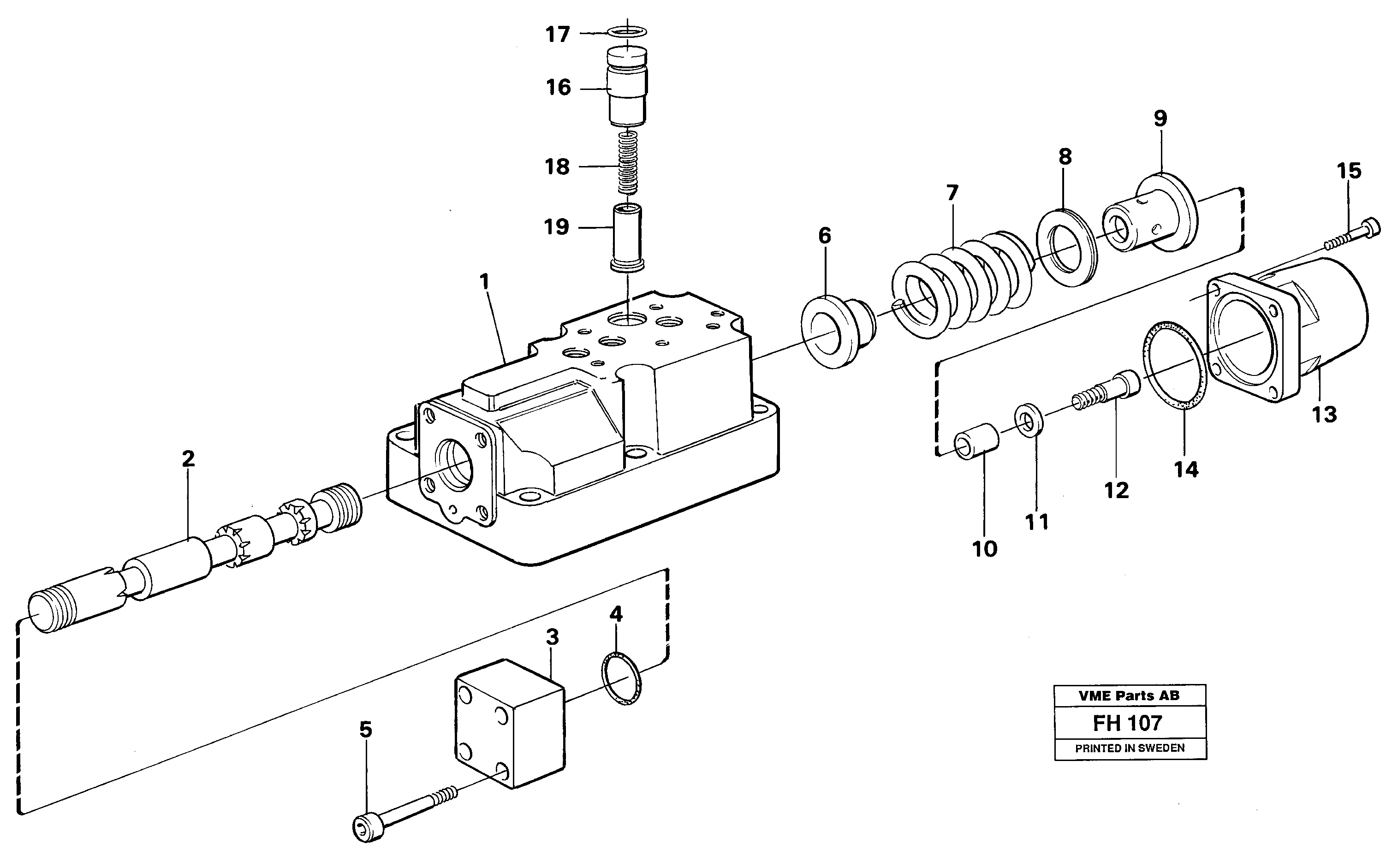 Four-way valve boom, secondary — volvo parts diagram
