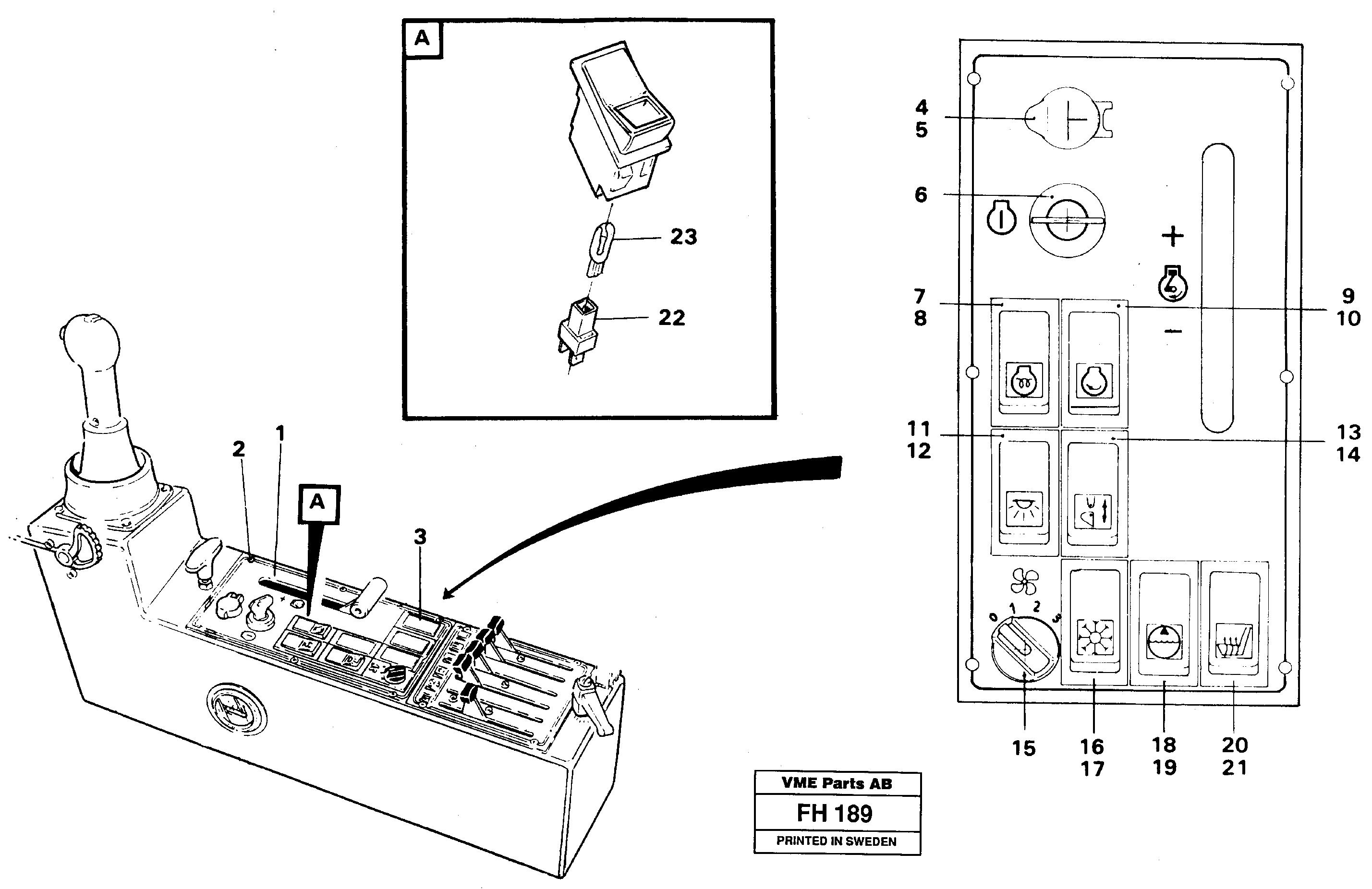 Control panel — volvo parts diagram