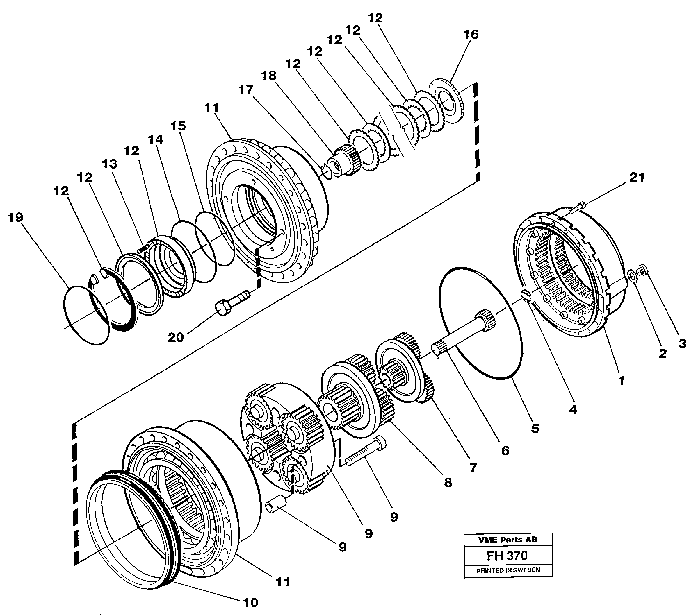 Planetary gear, travel — volvo parts diagram