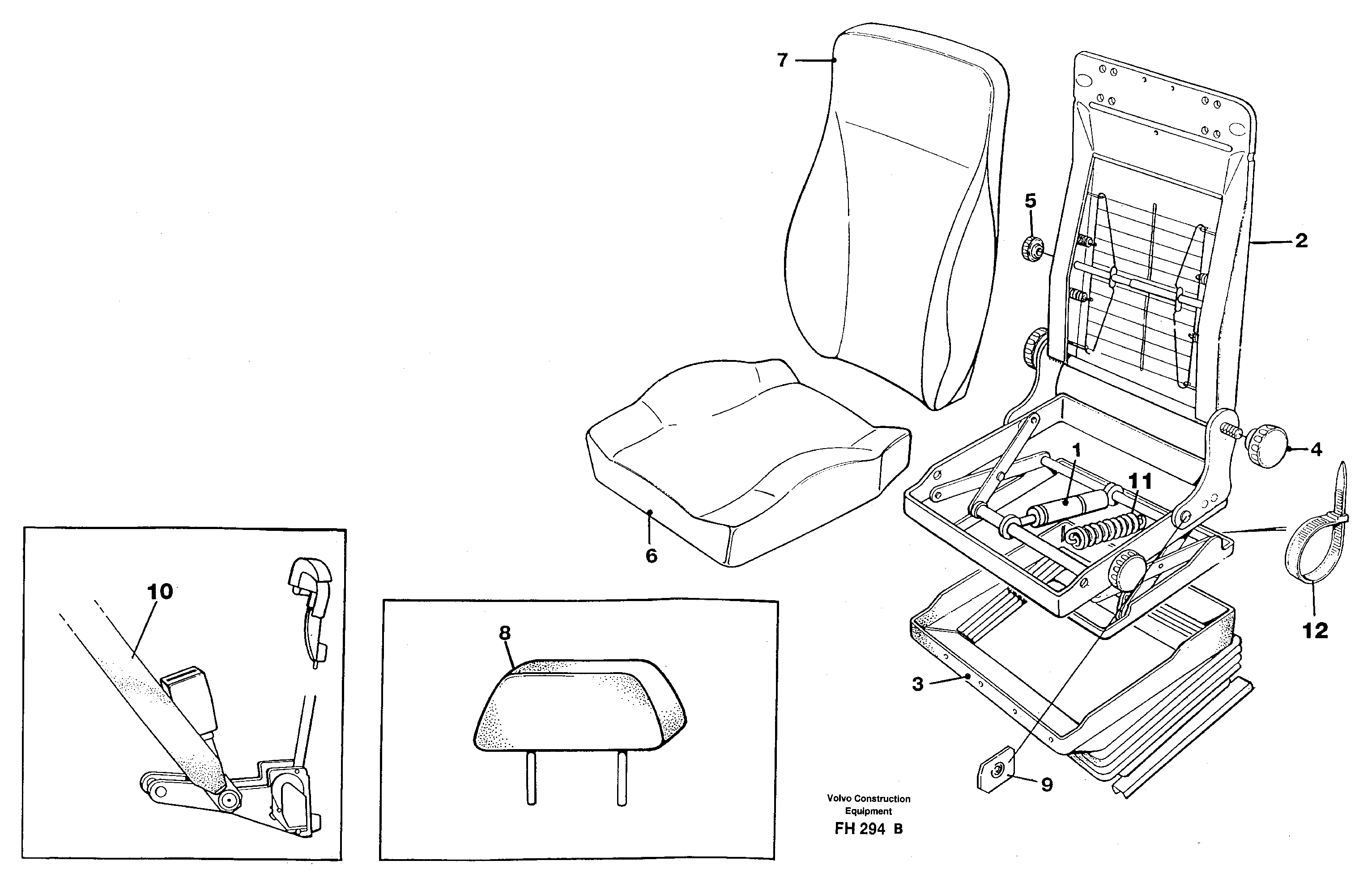 Operator's seat  SER NO -4745, BE-GE — volvo parts diagram