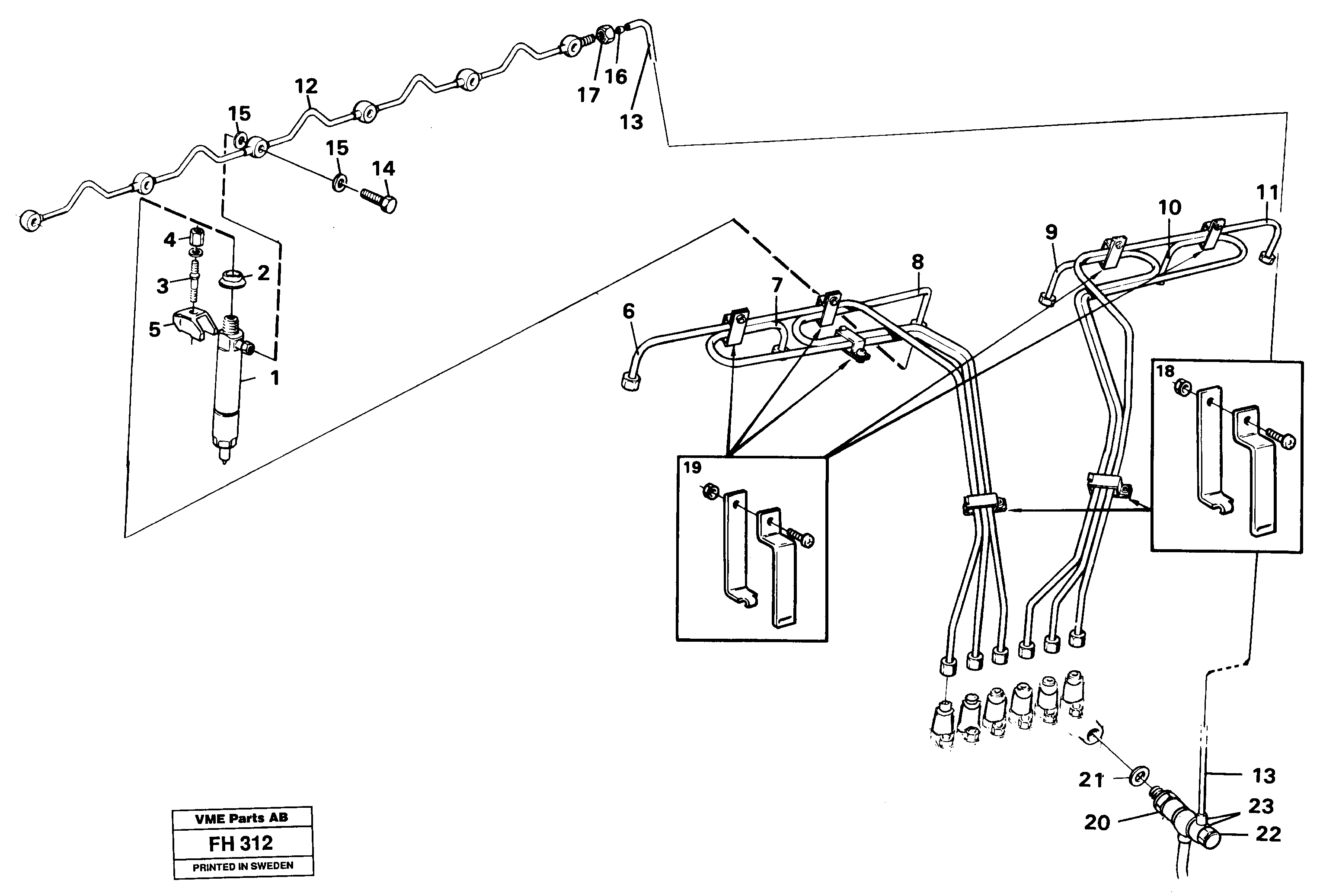 Fuel pipes, injectors — volvo parts diagram