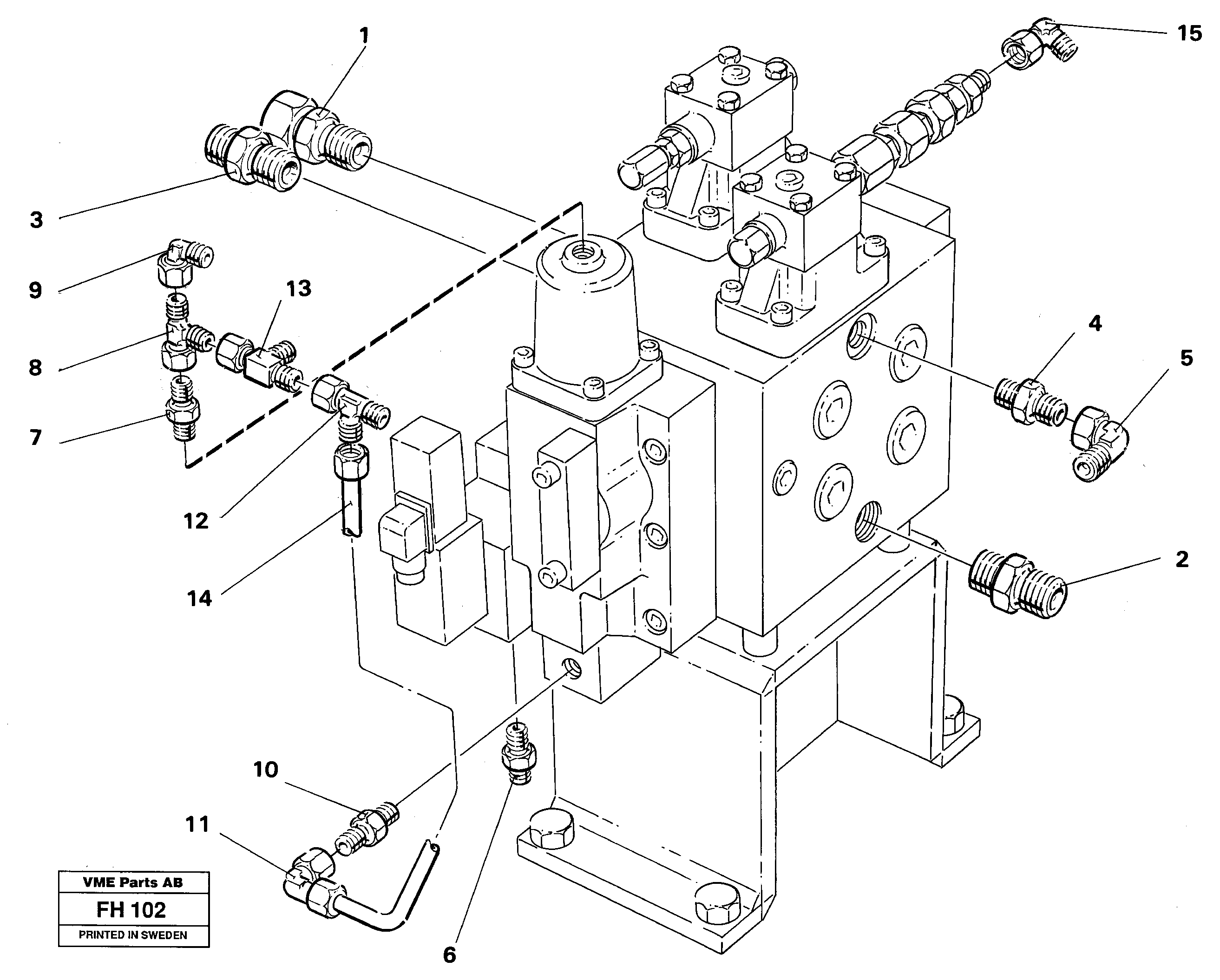 Slew valve block, fittings — volvo parts diagram