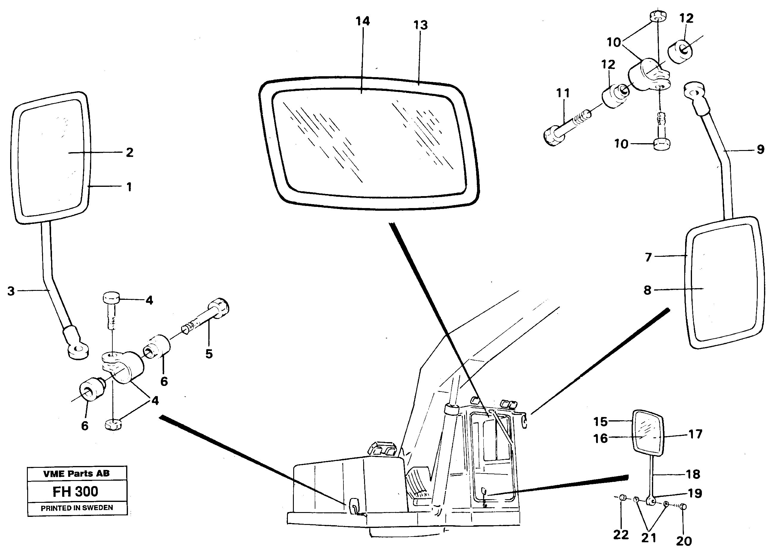 Rear view mirror  SER NO 4371-4650 — volvo parts diagram