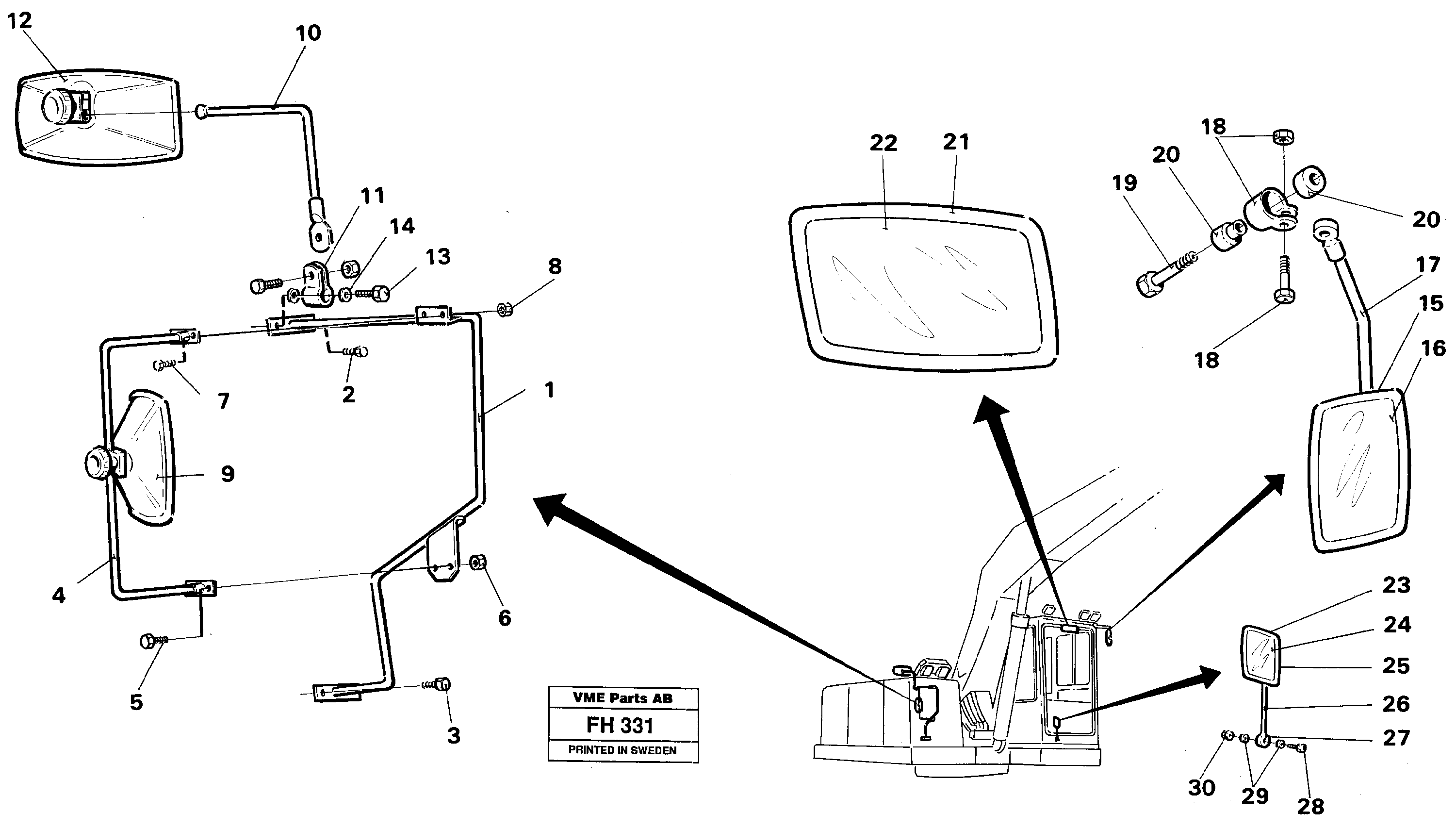 Rear view mirror  SER NO 4651- — volvo parts diagram