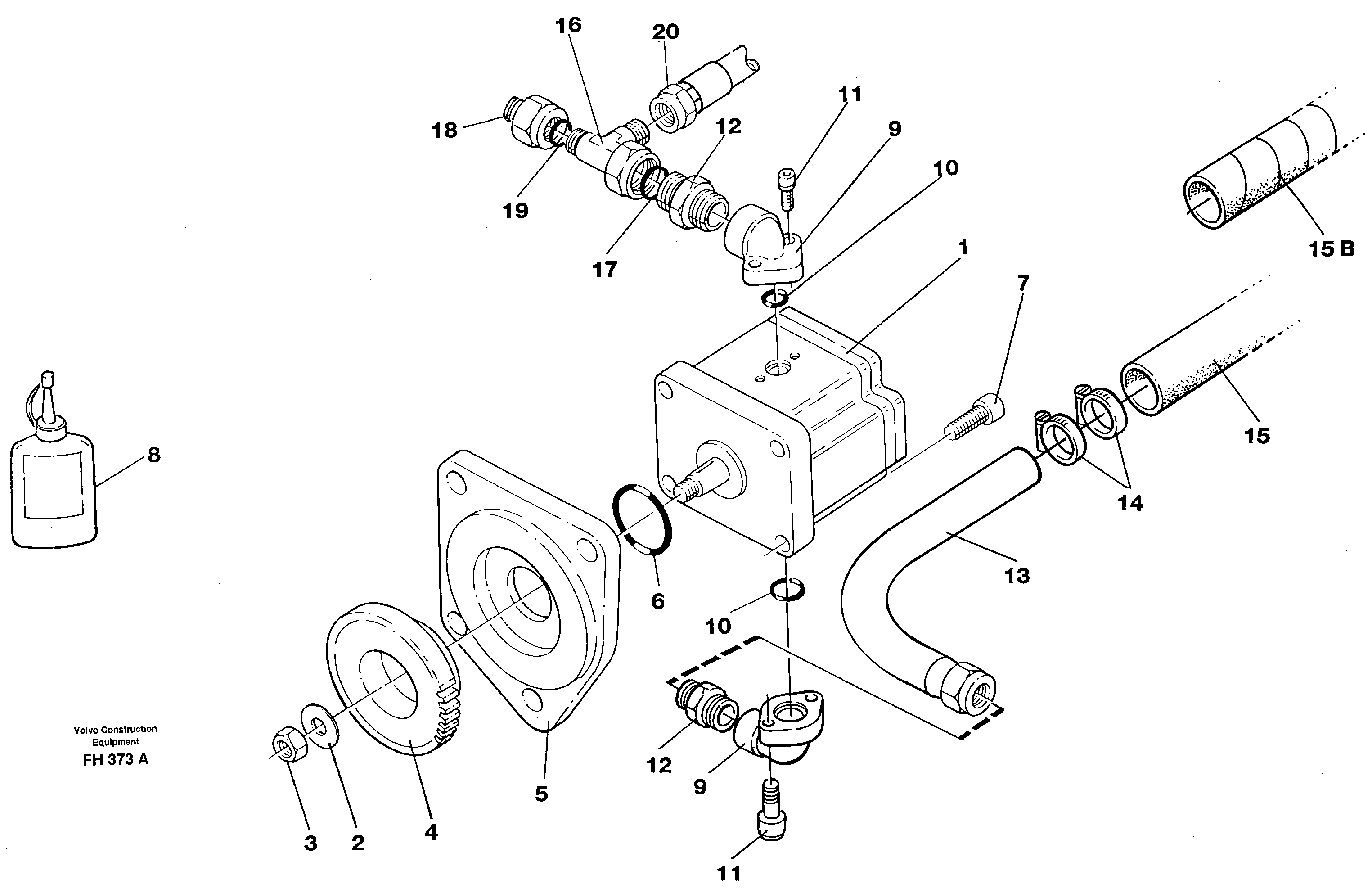 Servo pump with assembly parts — volvo parts diagram
